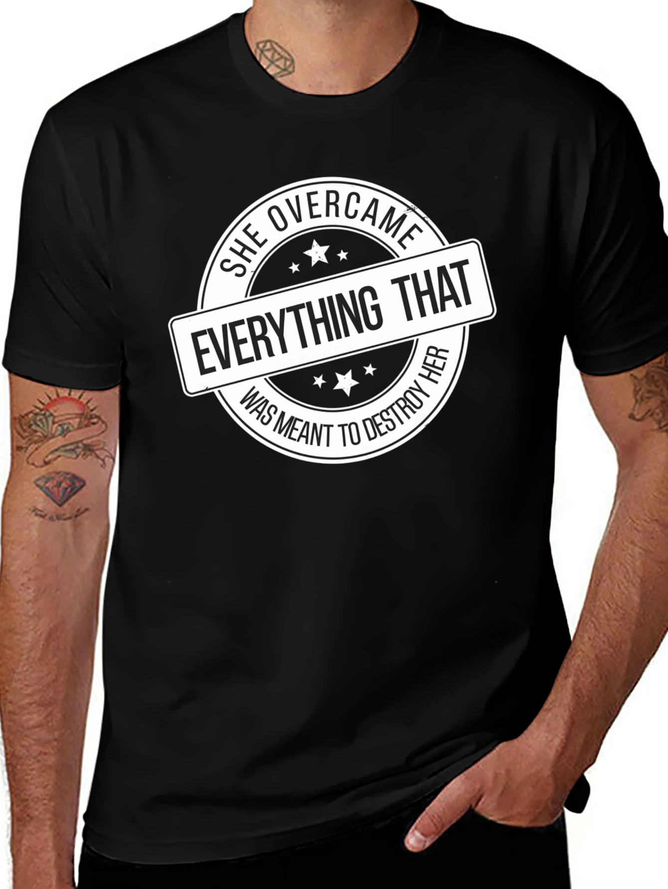 Black Empowered Woman T-Shirt - She Overcame Graphic Tee main image