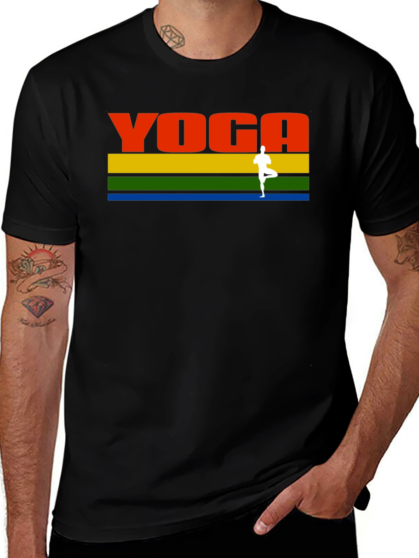 Variant 24 of Yoga Retro Rainbow Stripe T-Shirt