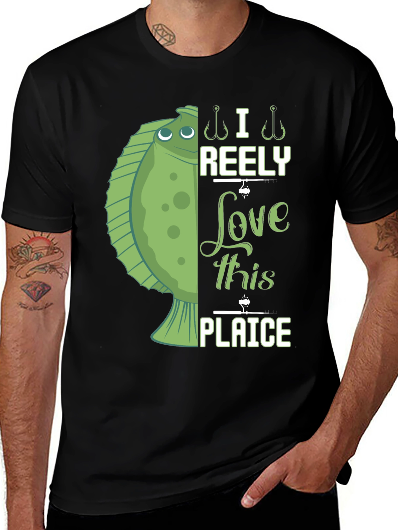 Variant 3 of Funny Fishing T-Shirt - I Reely Love This Plaice
