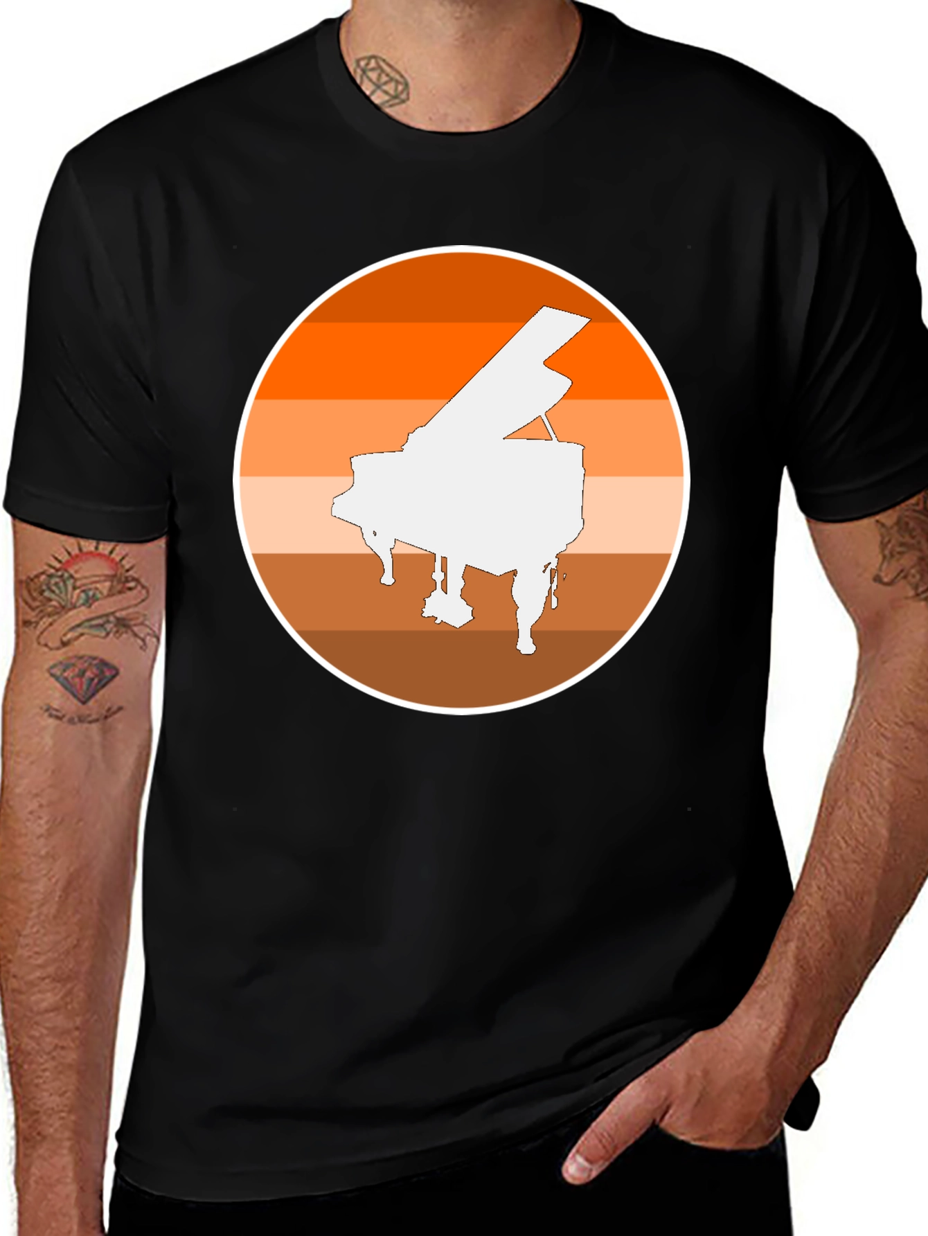 Variant 27 of Piano Sunset Graphic Tee - Musician Style