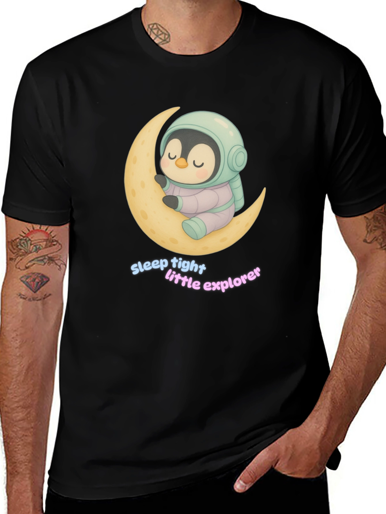 Variant 7 of Sleepy Penguin Astronaut on the Moon T-Shirt