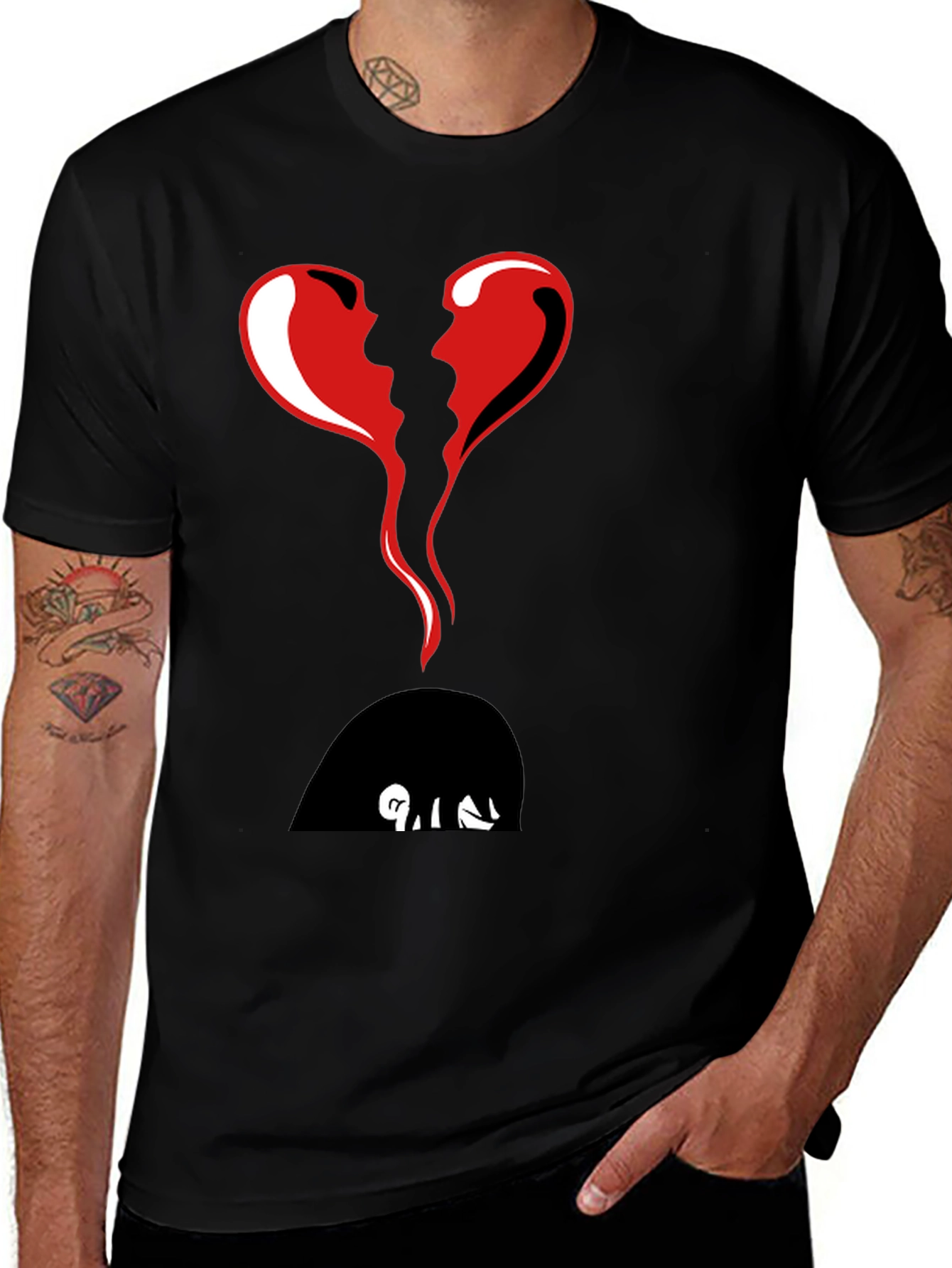 Variant 26 of Broken Heart Graphic Tee - Black