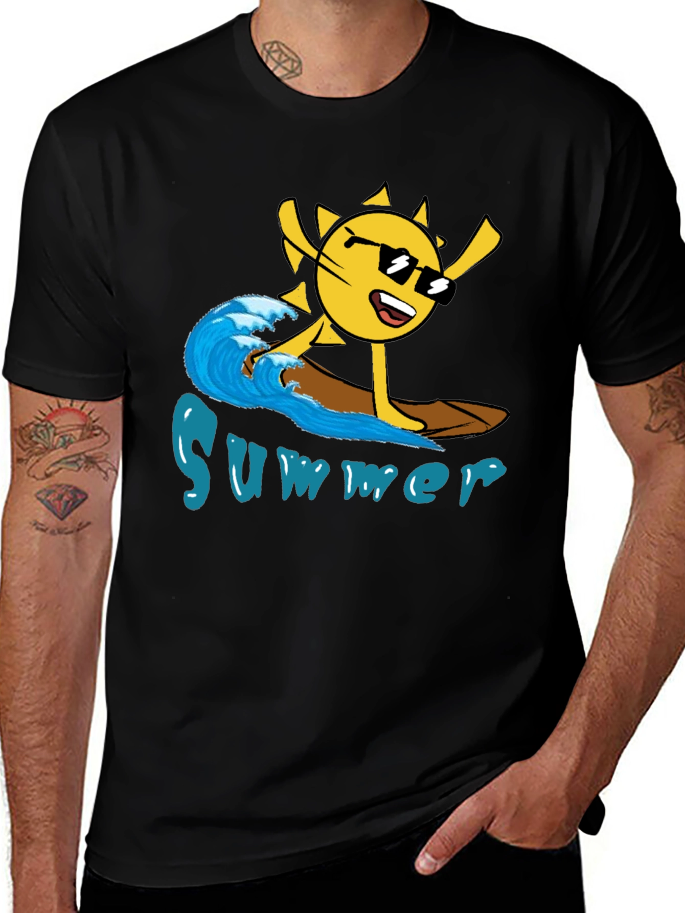Variant 16 of Summer Surfing Sun Black T-Shirt