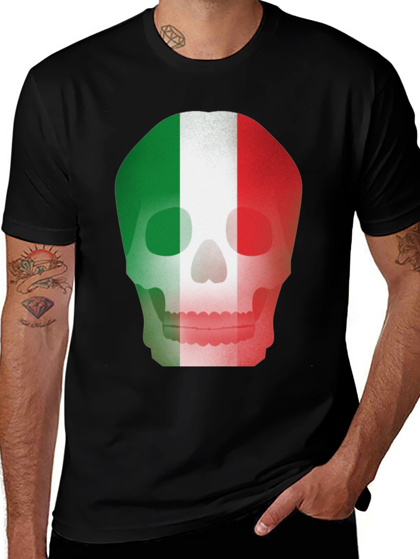 Italian Flag Skull Graphic Tee