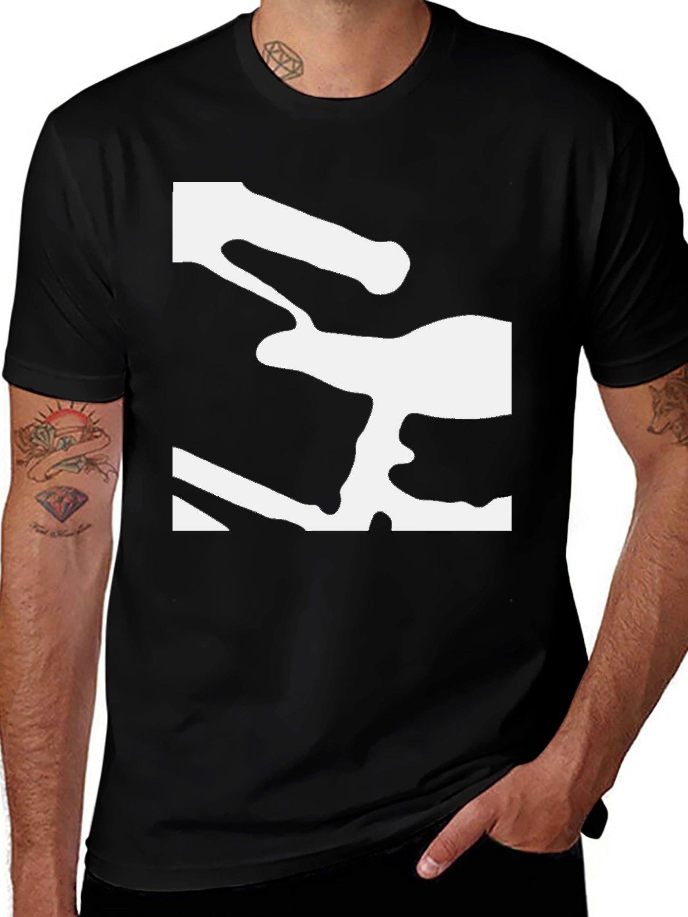 Variant 27 of Abstract Graphic Print Men's Black T-Shirt