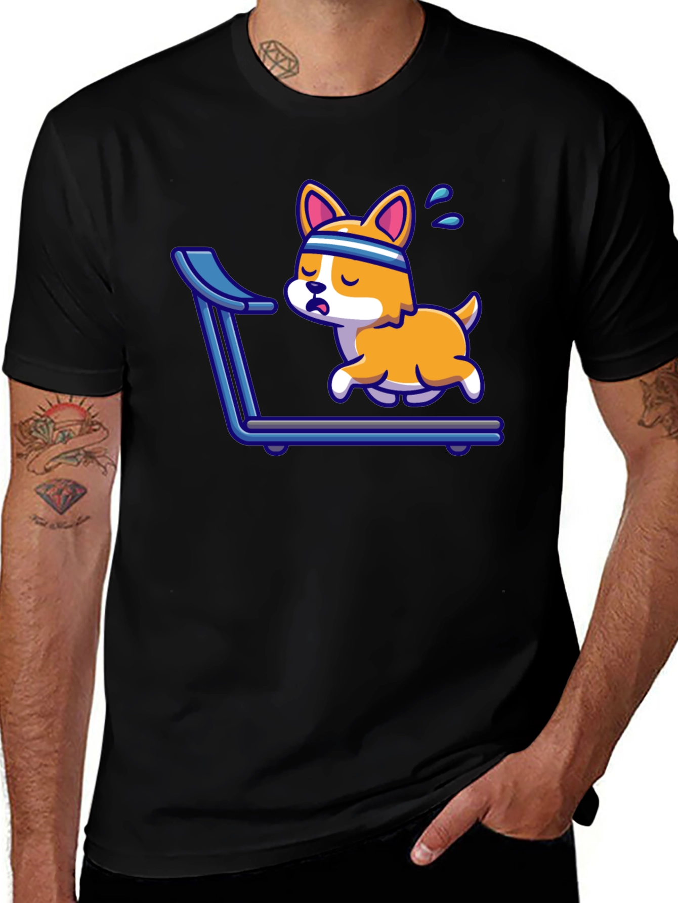 Variant 15 of Corgi Treadmill T-Shirt - Funny Workout Tee