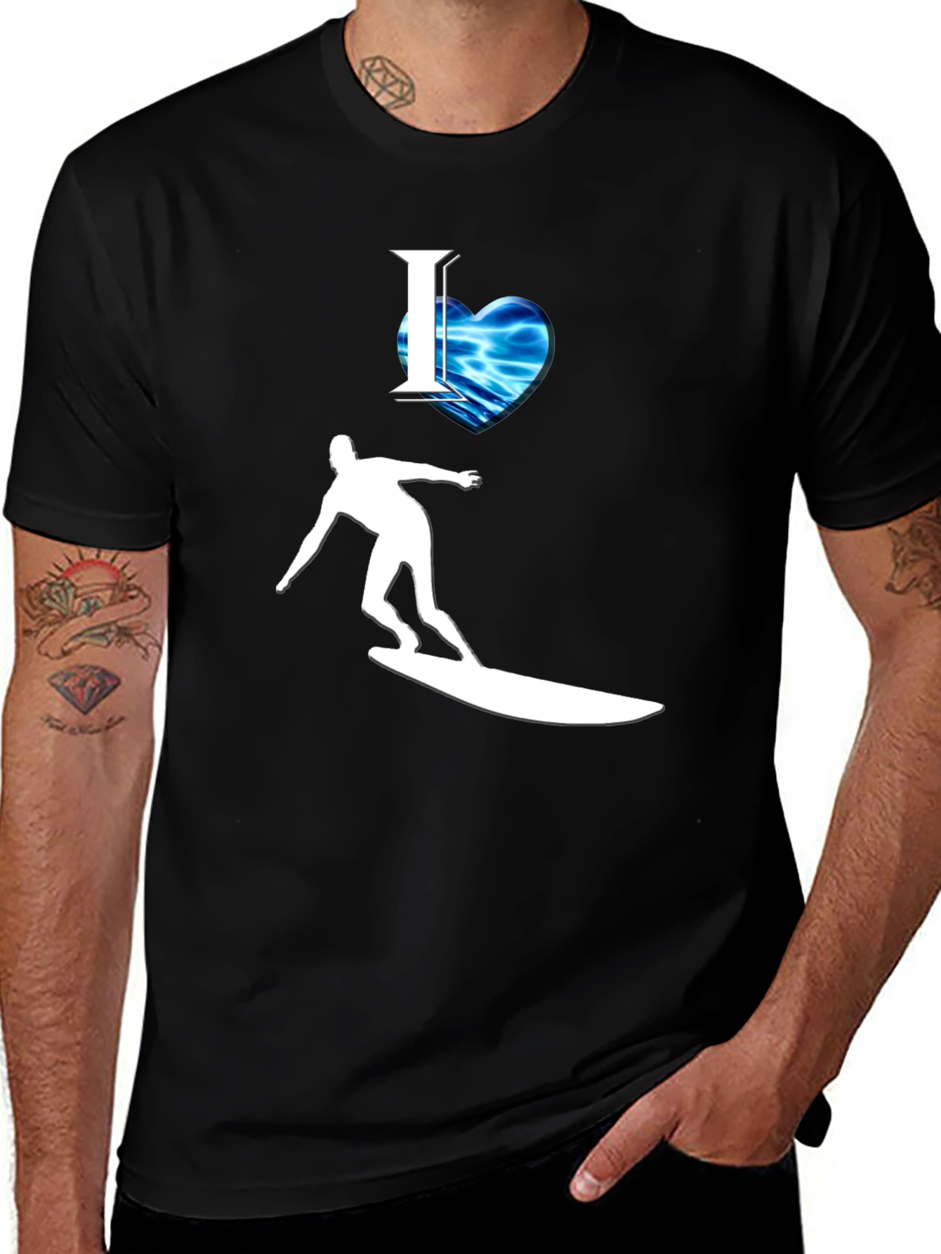Variant 19 of I Heart Surfing Graphic Tee - Cool Wave Design