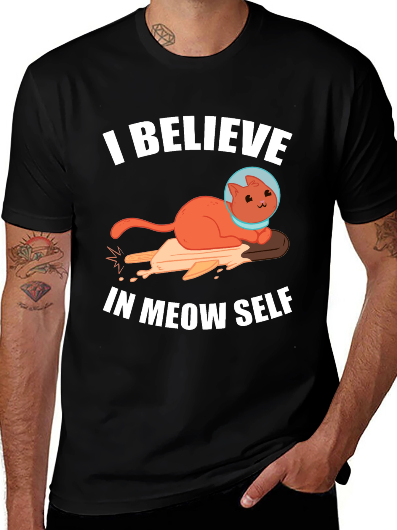 Variant 25 of I Believe In Meow Self T-Shirt, Cat Astronaut