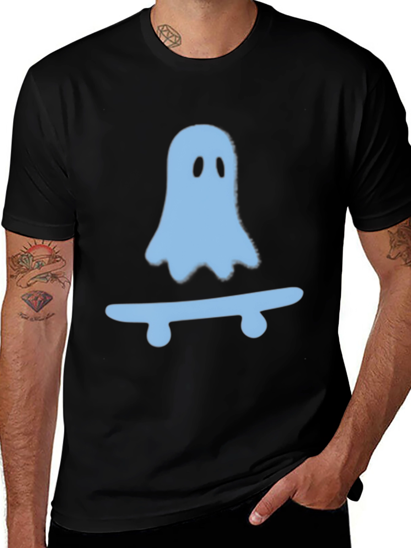 Variant 10 of Skateboarding Ghost Graphic Tee - Spooky Cool T-Shirt