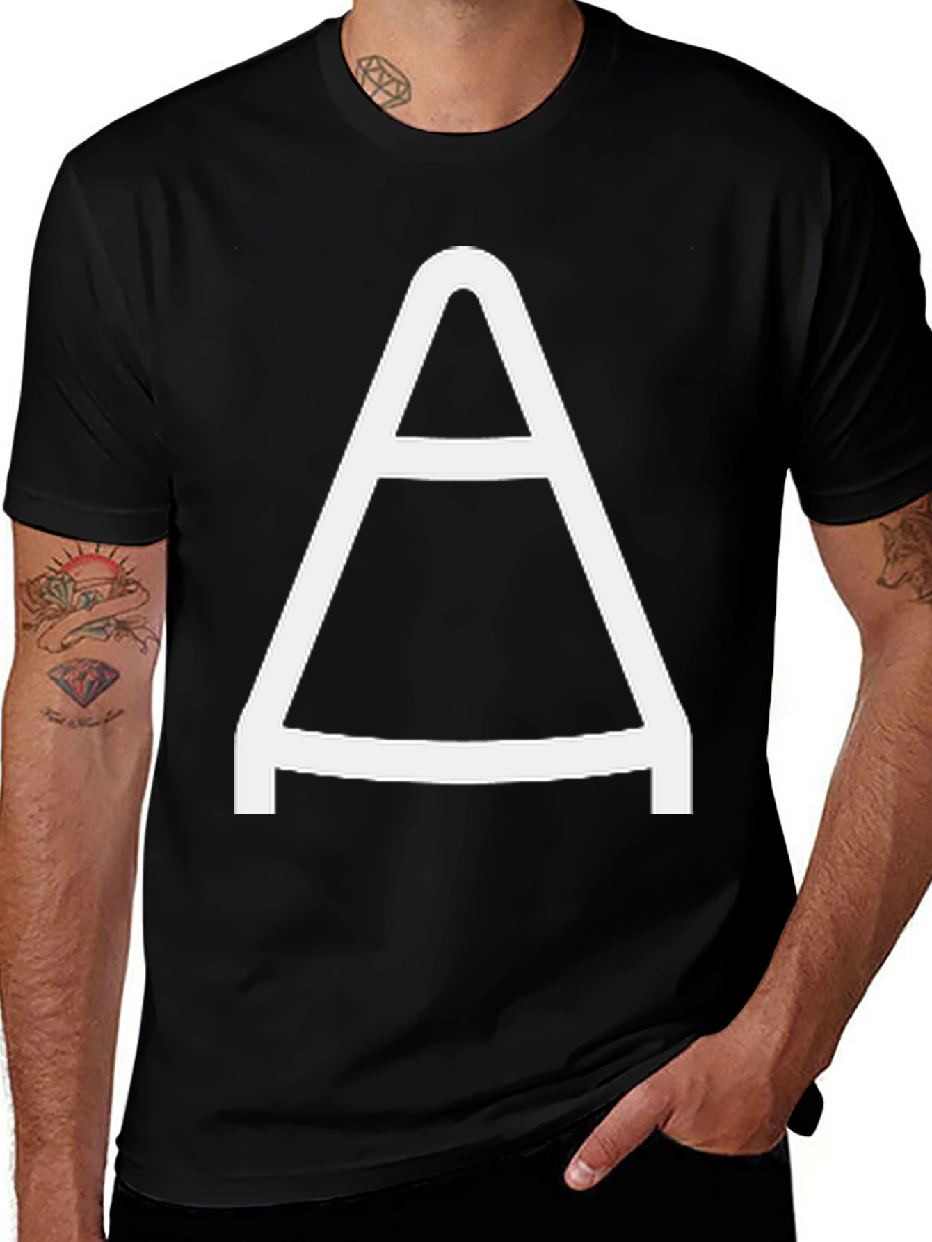 Variant 9 of Minimalist 'A' Graphic Black T-Shirt