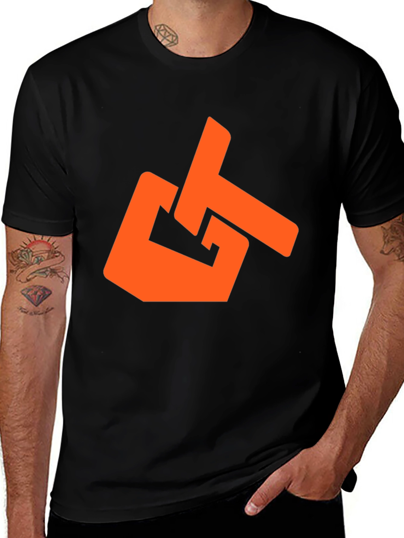 Variant 20 of Modern Black Tee with Bold Orange GT Logo