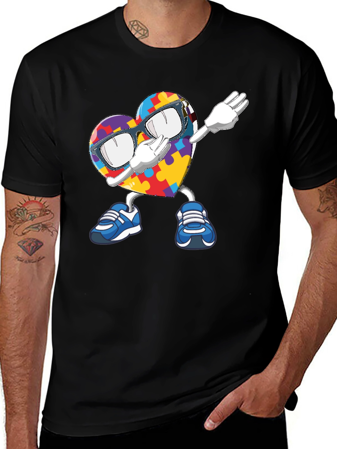 Variant 14 of Autism Awareness Heart Dabbing T-Shirt
