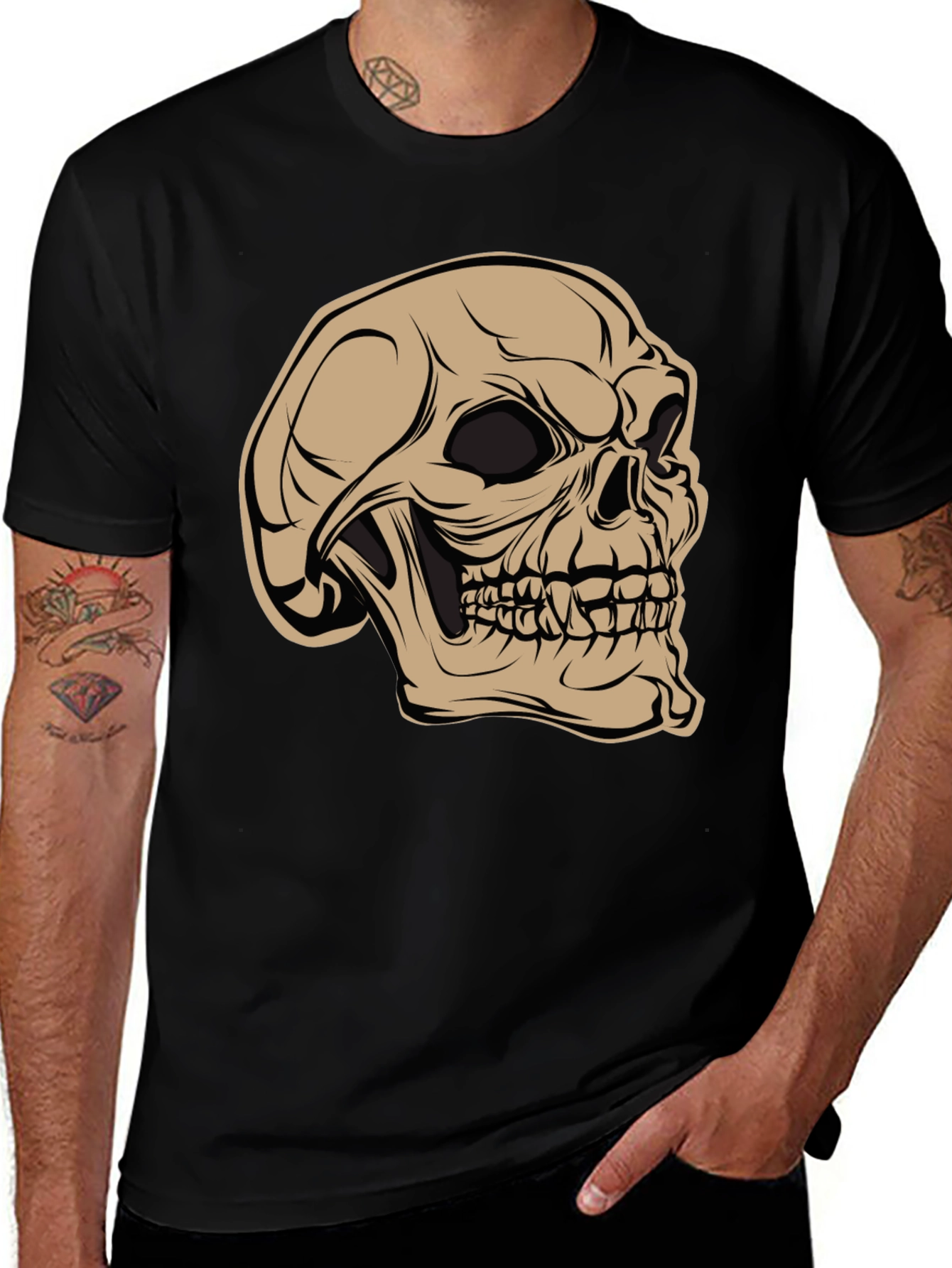 Variant 7 of Skull Graphic T-Shirt - Mens Black Tee
