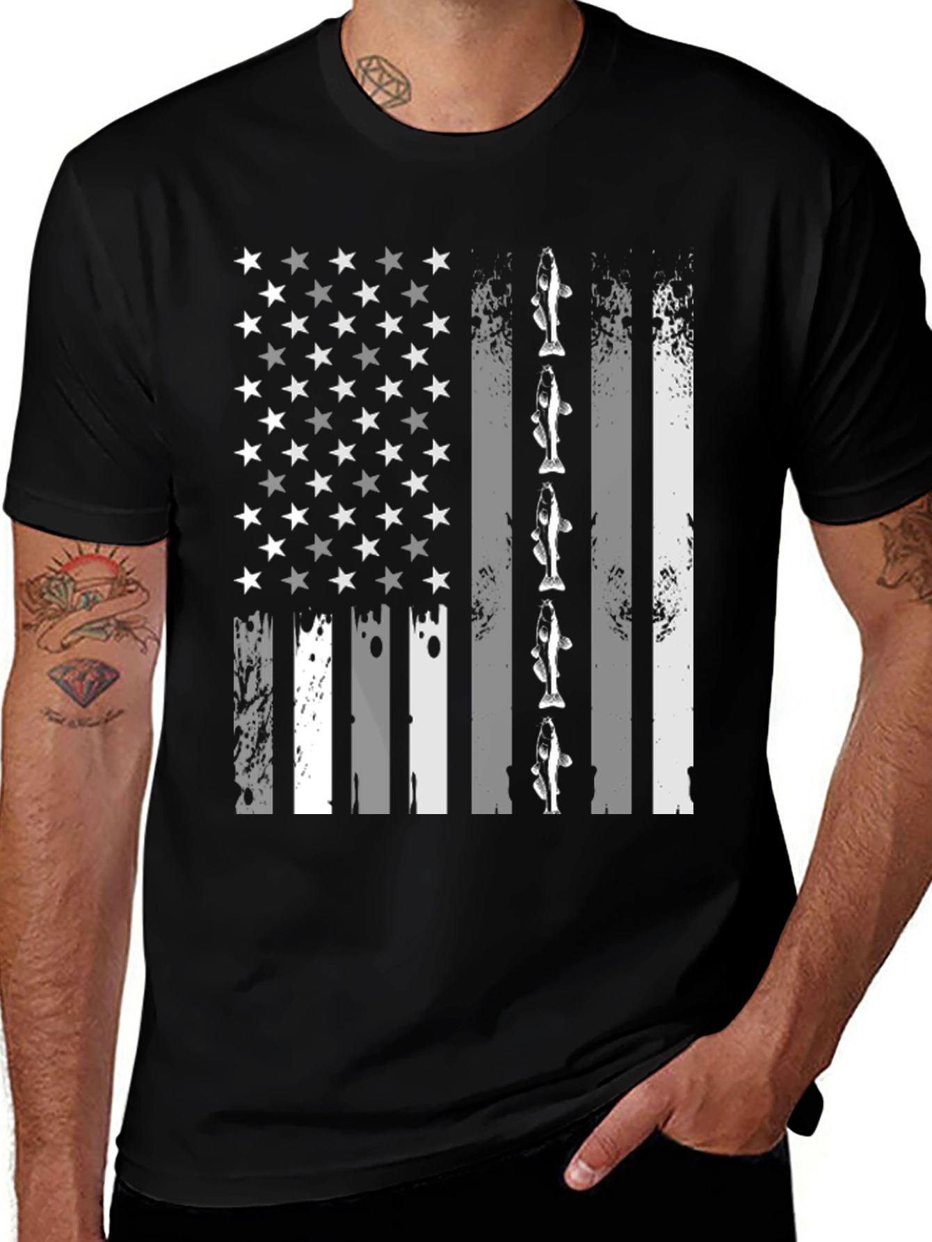 Variant 18 of American Flag Fishing T-Shirt
