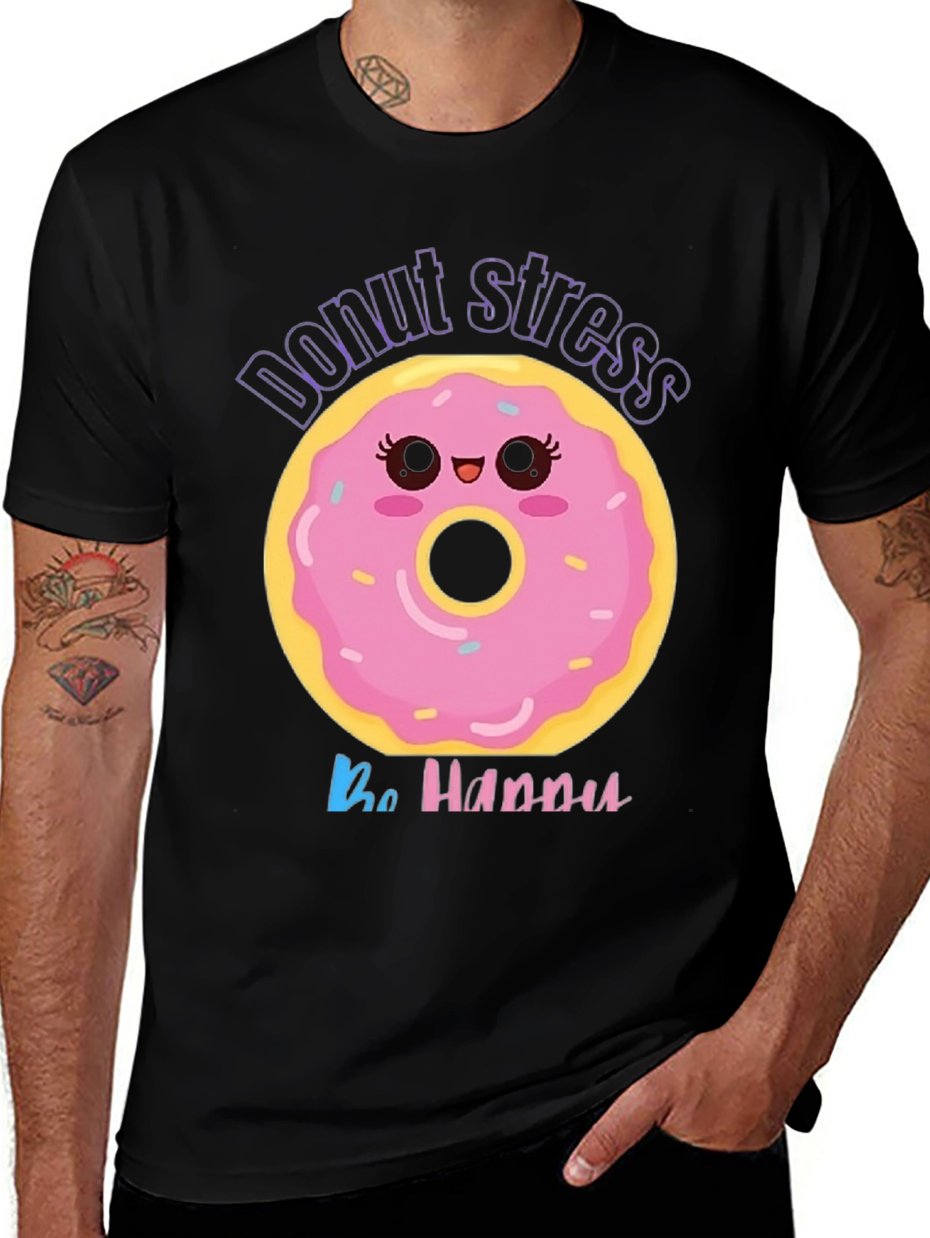 Variant 6 of Donut Stress Be Happy Graphic Tee