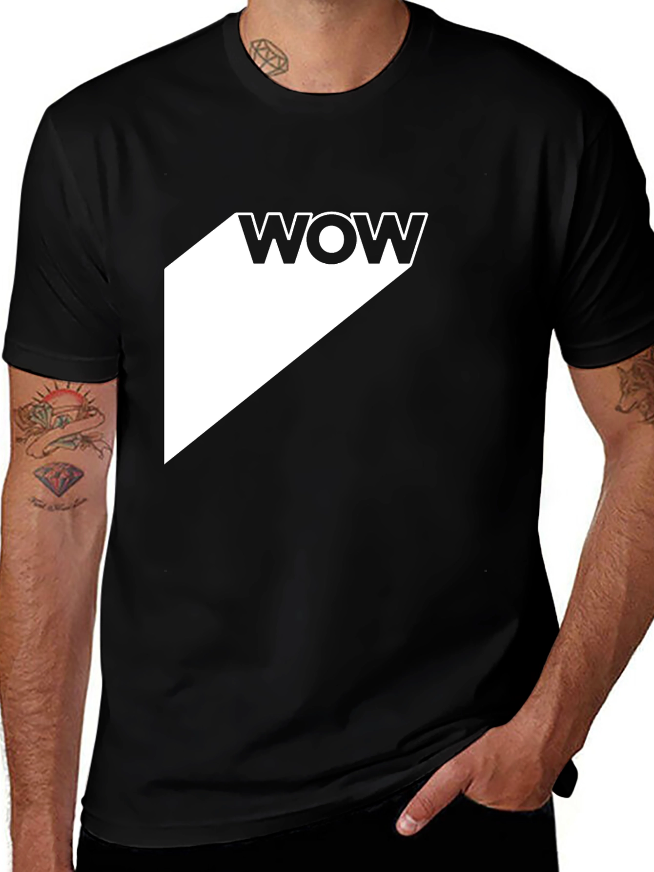 Black WOW Graphic Tee - Modern Black T-Shirt main image