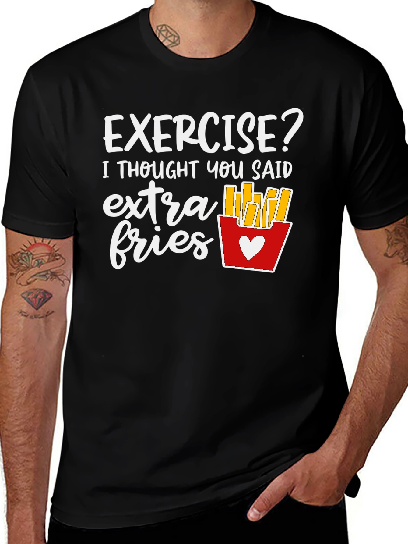 Variant 16 of Exercise? Extra Fries T-Shirt Funny