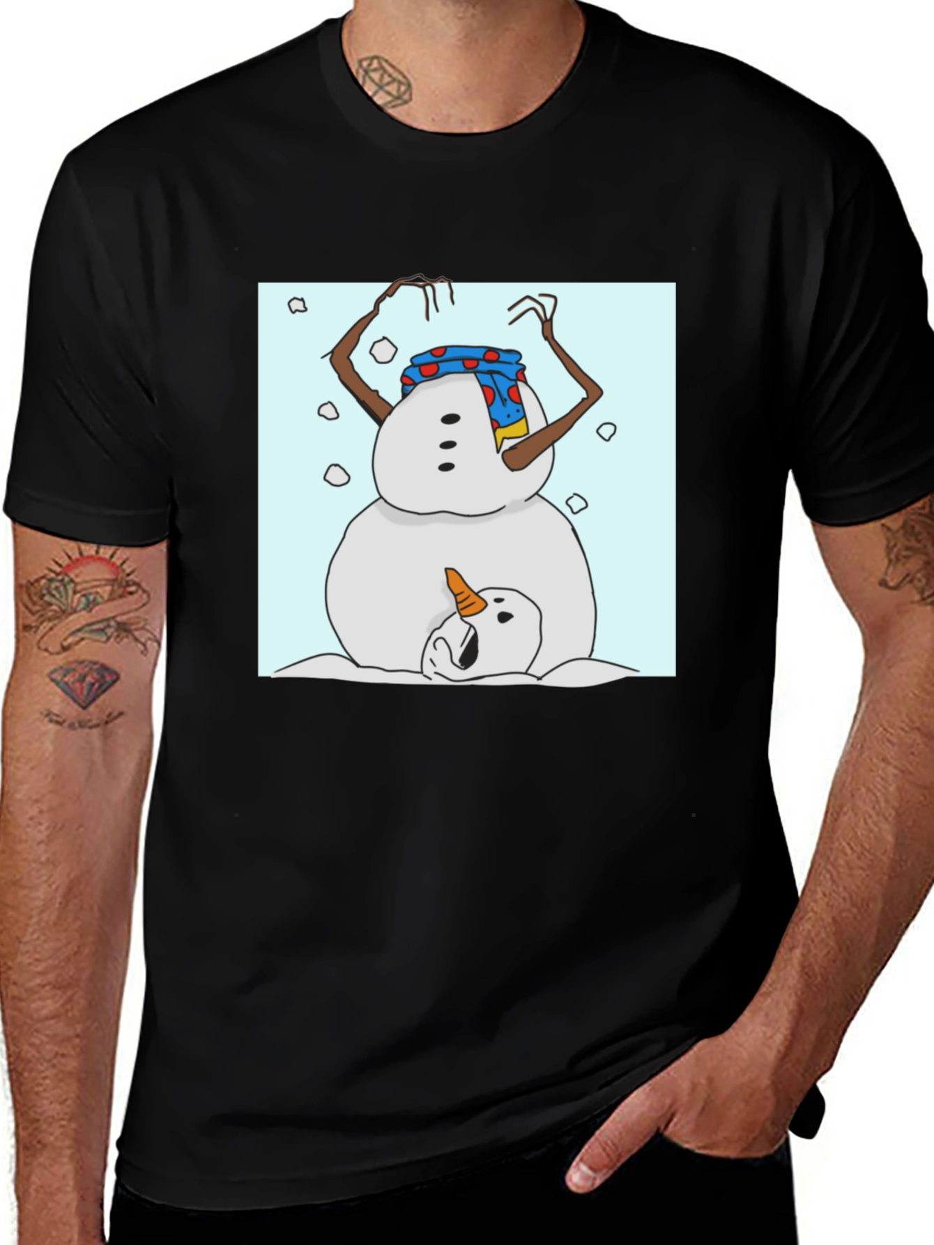 Variant 7 of Melting Snowman T-Shirt - Funny Winter Graphic Tee