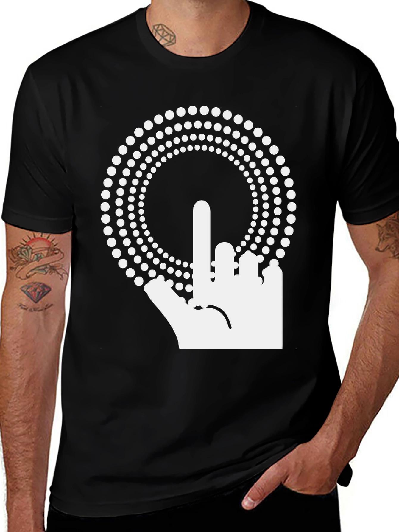Variant 24 of Middle Finger Hand Graphic Black T-Shirt