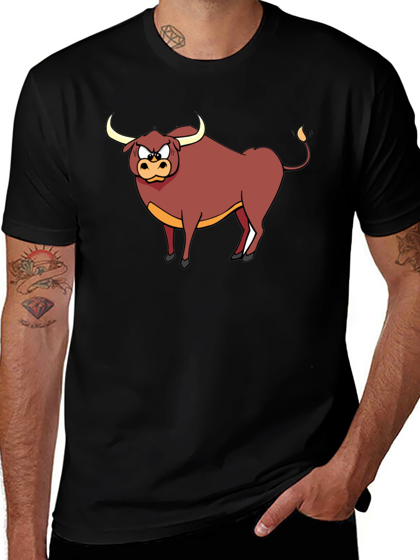 Variant 18 of Angry Bull Graphic Tee - Black Cotton Shirt