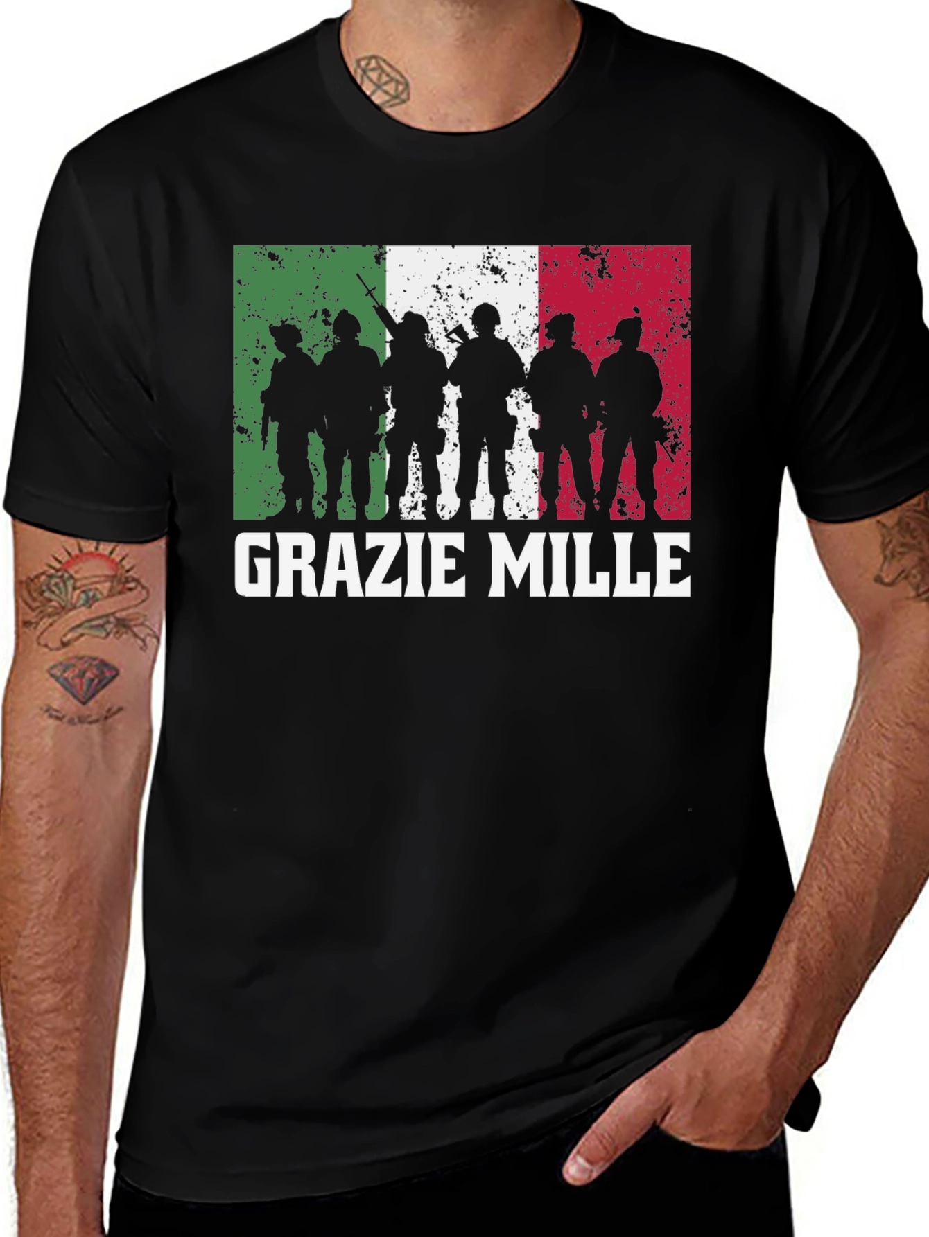 Grazie Mille Italian Flag Silhouette T-Shirt