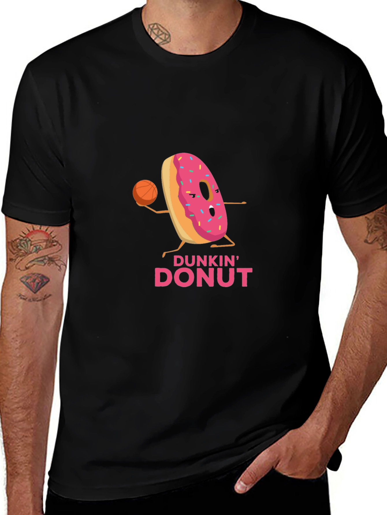 Variant 4 of Dunkin' Donut Basketball Black T-Shirt