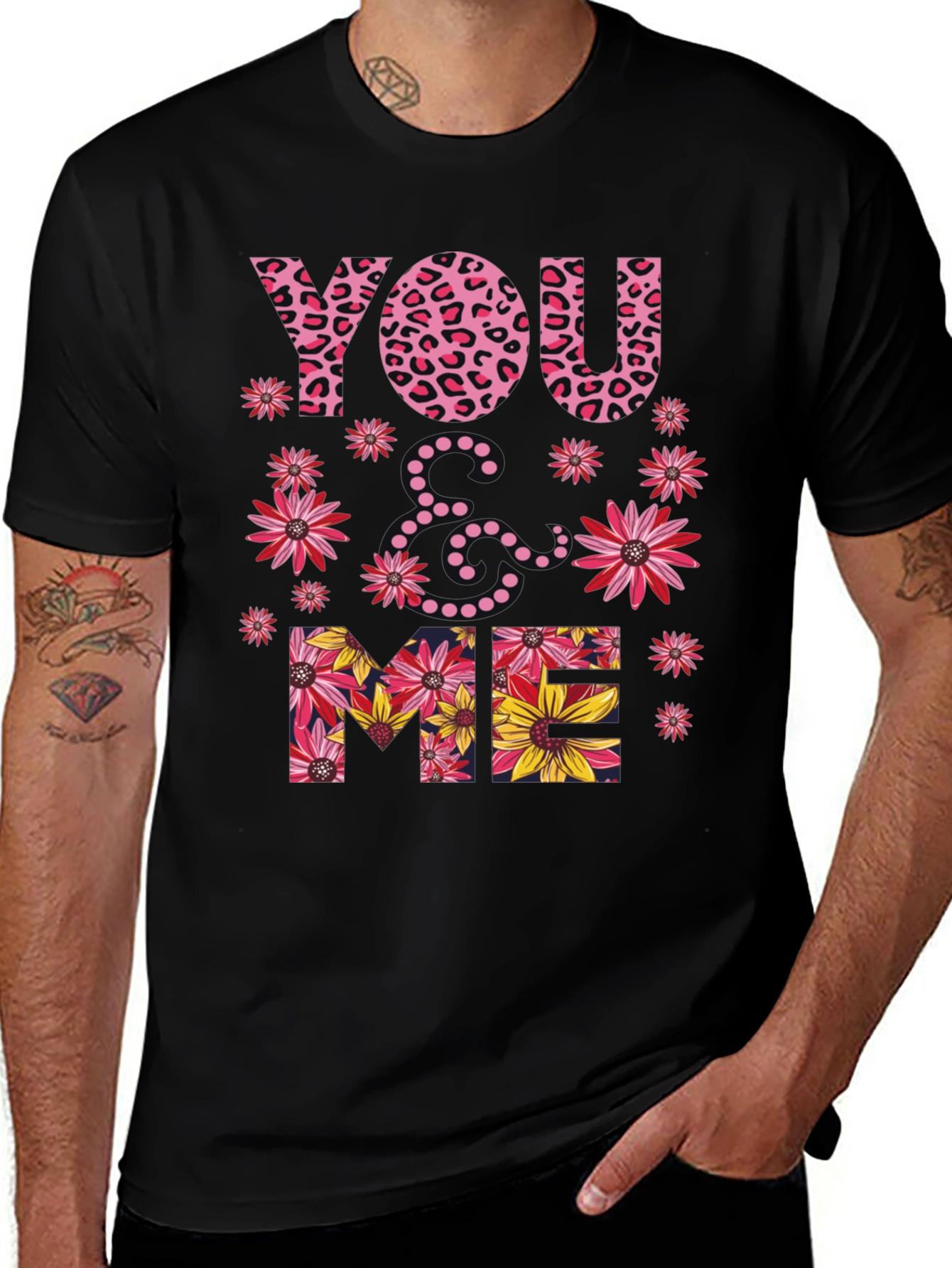 Variant 24 of Floral You & Me Graphic Print Black T-Shirt