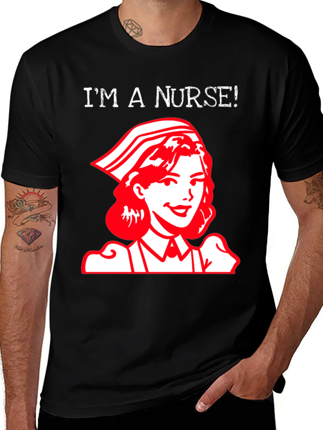 Variant 7 of I'm A Nurse! Black T-Shirt
