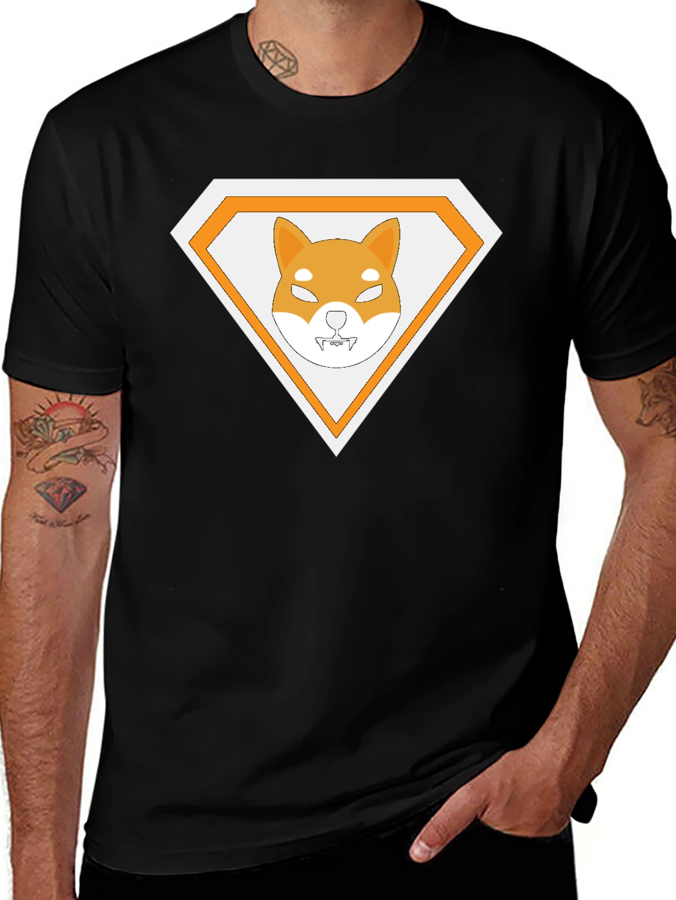 Shiba Inu Superhero Tee - Black Cotton Casual Shirt
