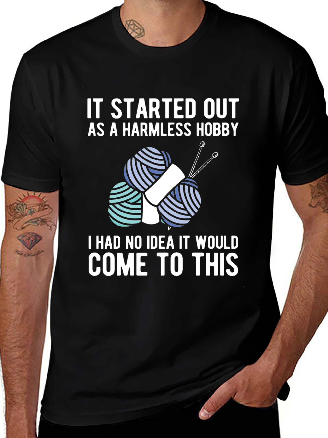 Variant 19 of Knitting Hobby T-Shirt - Harmless Hobby Tee