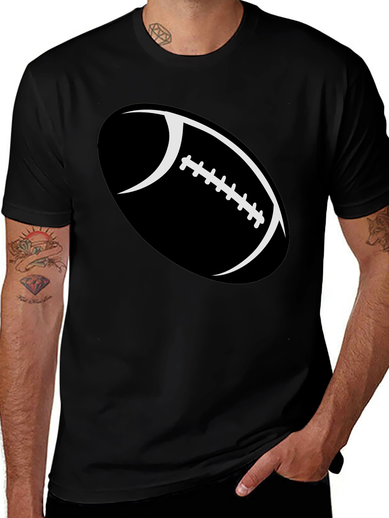 Variant 7 of Football Graphic Black T-Shirt