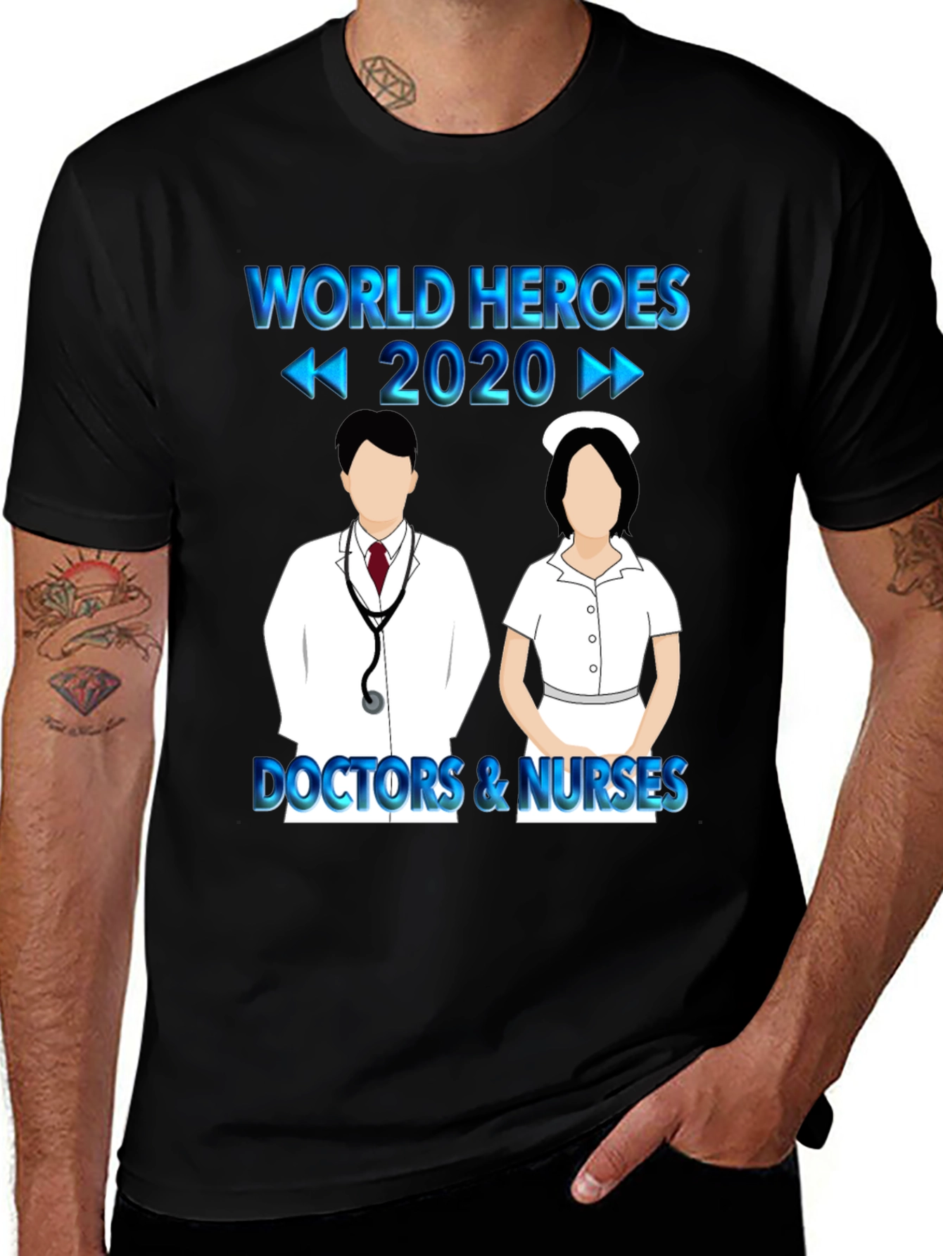 Variant 9 of World Heroes 2020 Doctors & Nurses T-Shirt