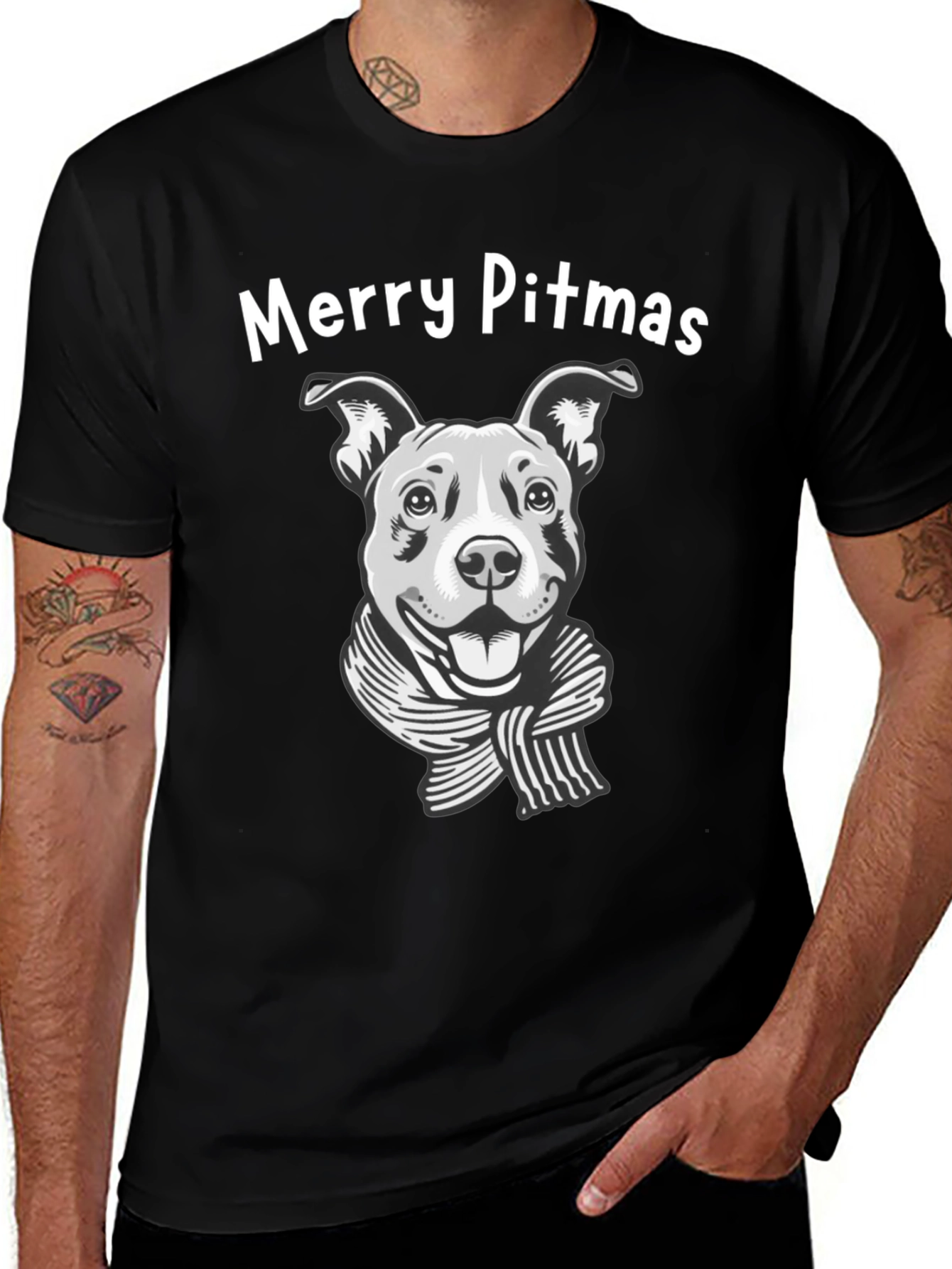 Variant 17 of Merry Pitmas T-Shirt: Pitbull Christmas Tee