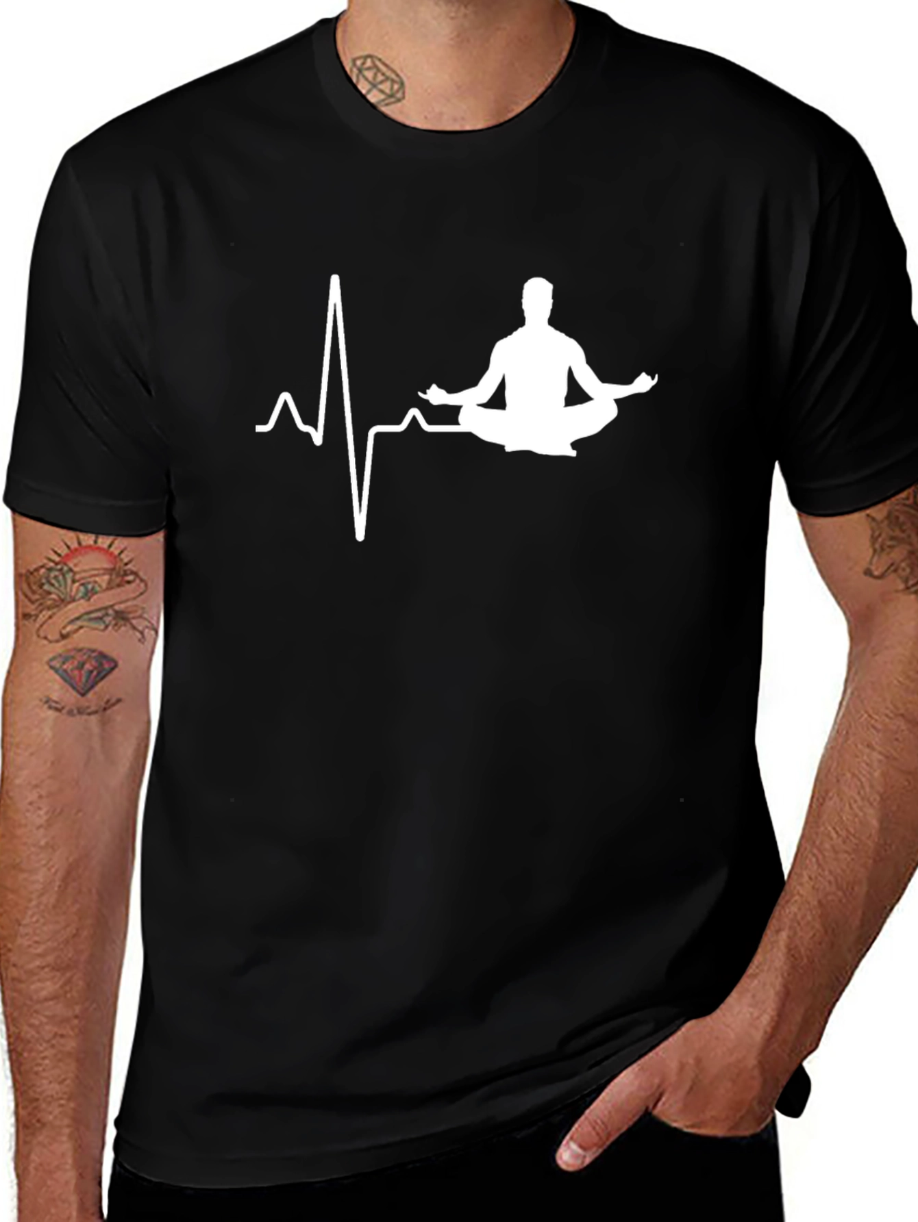 Variant 12 of Yoga Heartbeat Graphic T-Shirt - Black