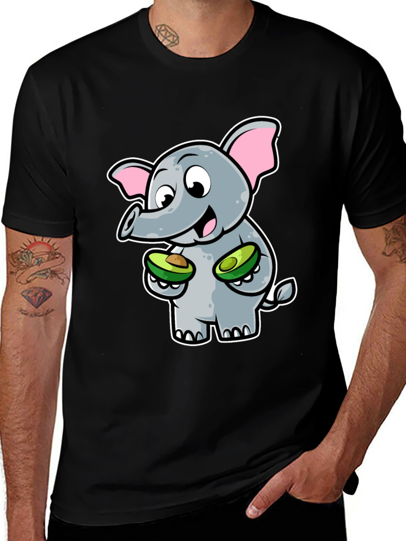 Variant 8 of Elephant Avocado Black T-Shirt