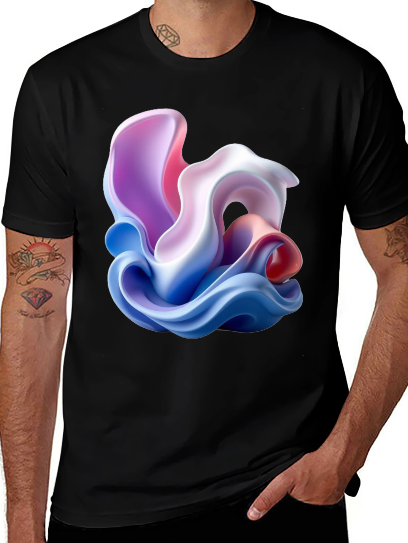 Variant 24 of Abstract Swirl Graphic Tee - Modern Art Style