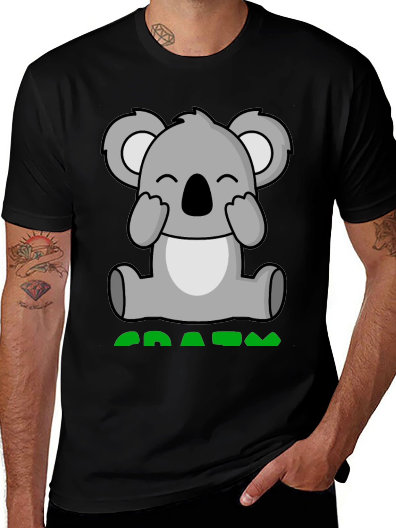 Variant 21 of Cute Koala Graphic Tee - Black Cotton T-Shirt