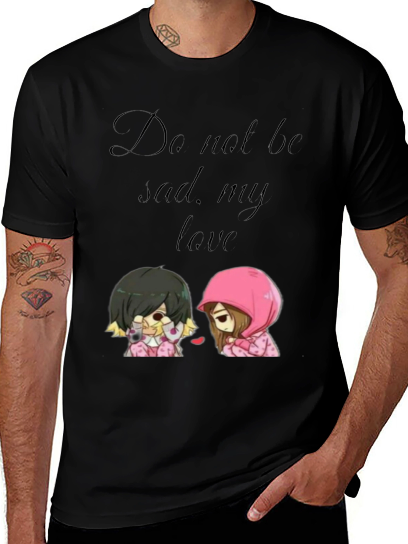 Sad Anime Style Graphic T-Shirt