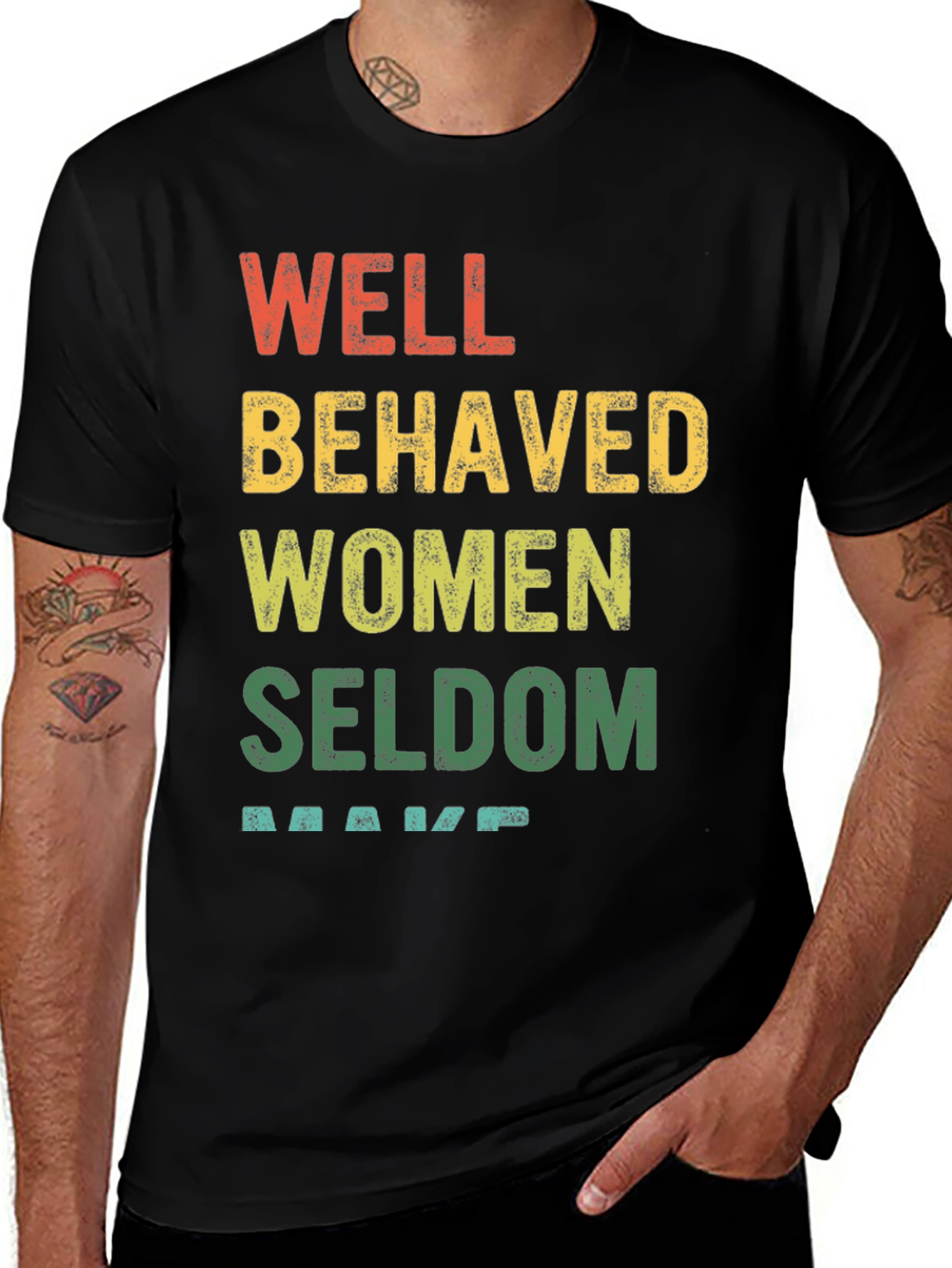 Variant 18 of Well Behaved Women Graphic Tee - Black Cotton T-Shirt