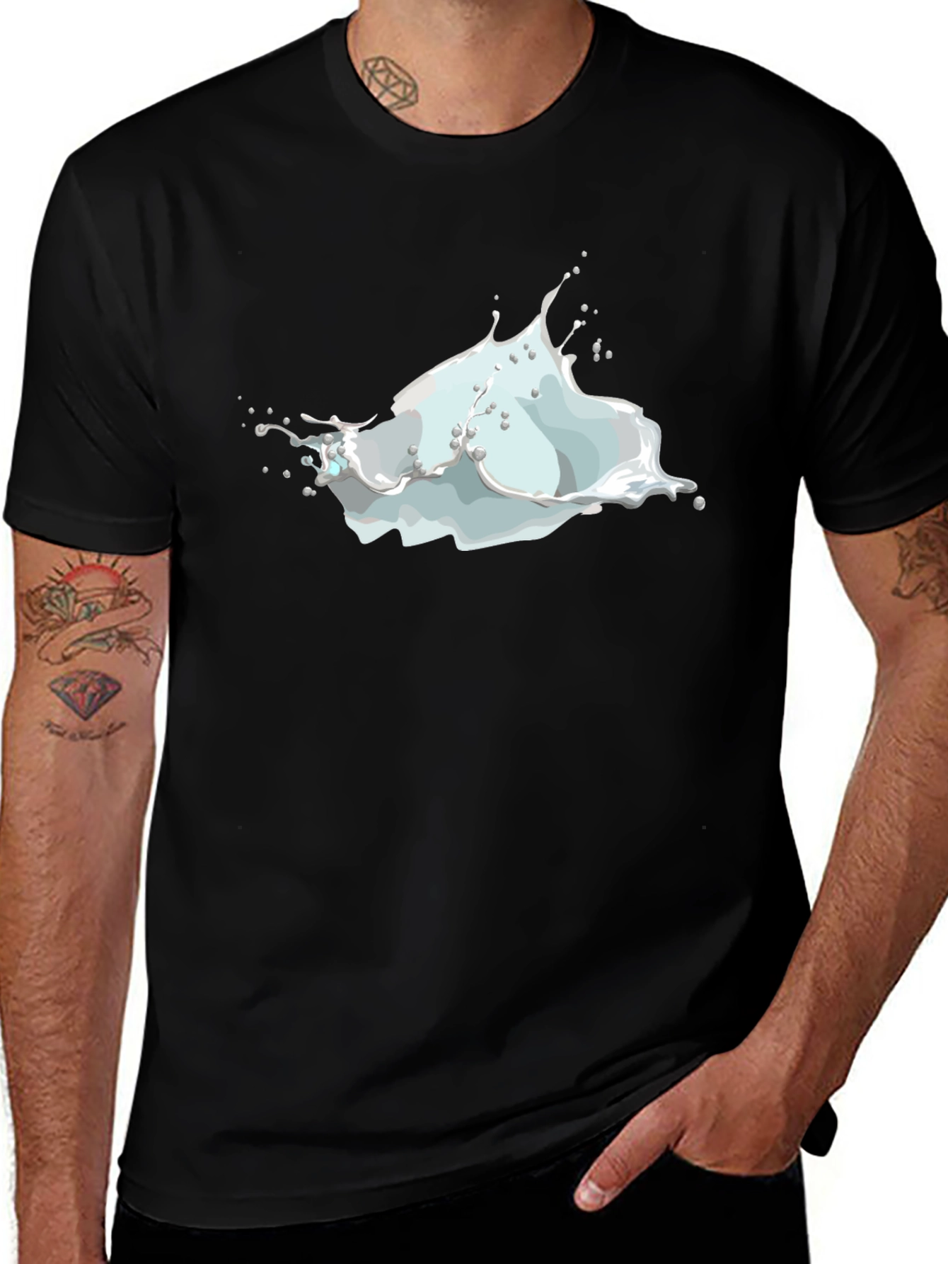Variant 5 of Milk Splash Graphic Tee - Men's Black T-Shirt