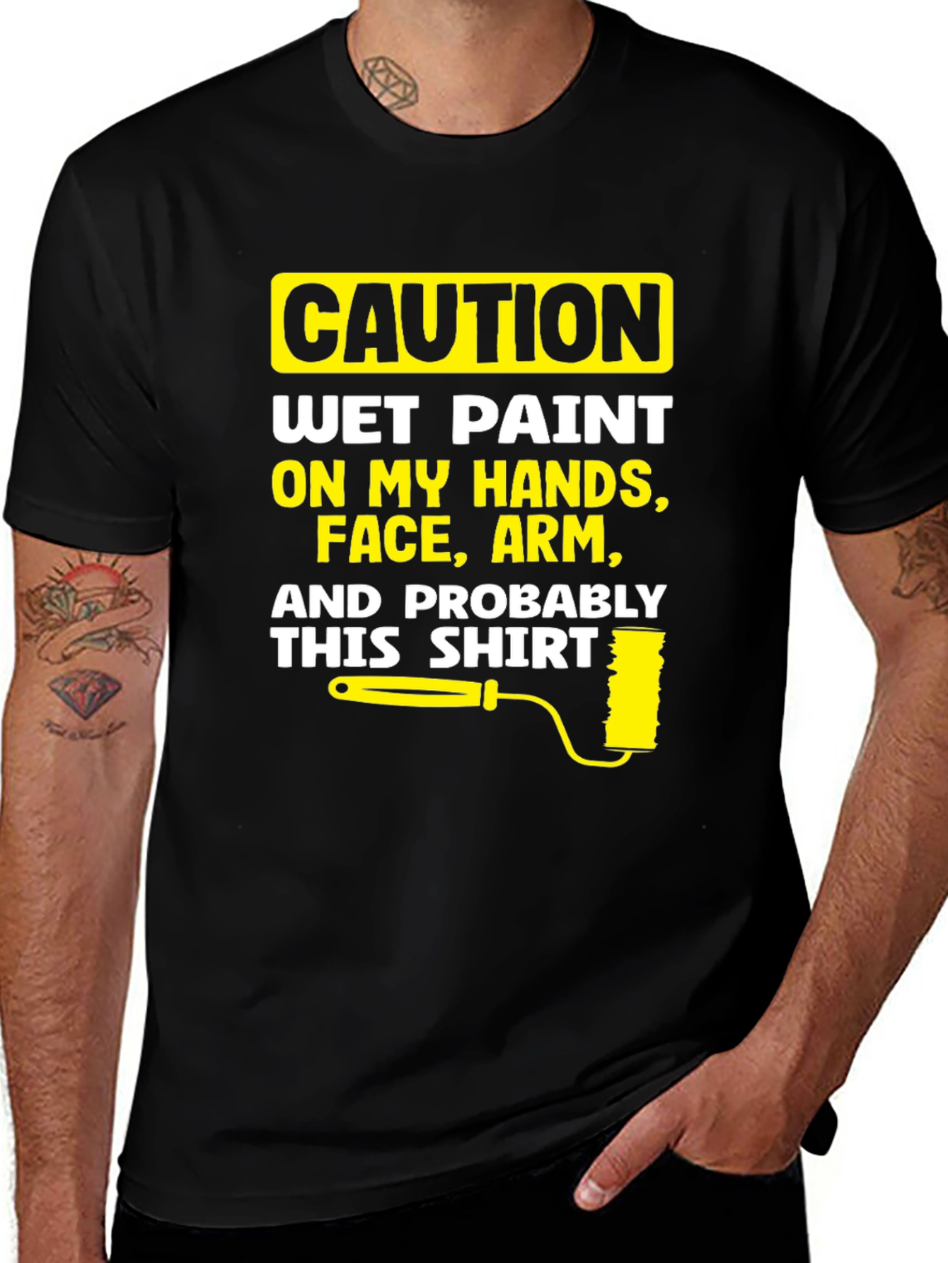 Variant 4 of Caution Wet Paint T-Shirt: Funny Painter Apparel