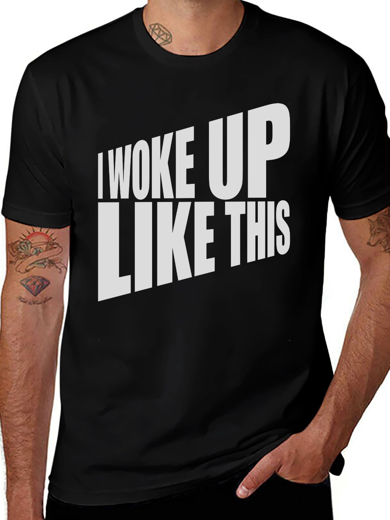 Variant 7 of I Woke Up Like This Black Graphic Tee