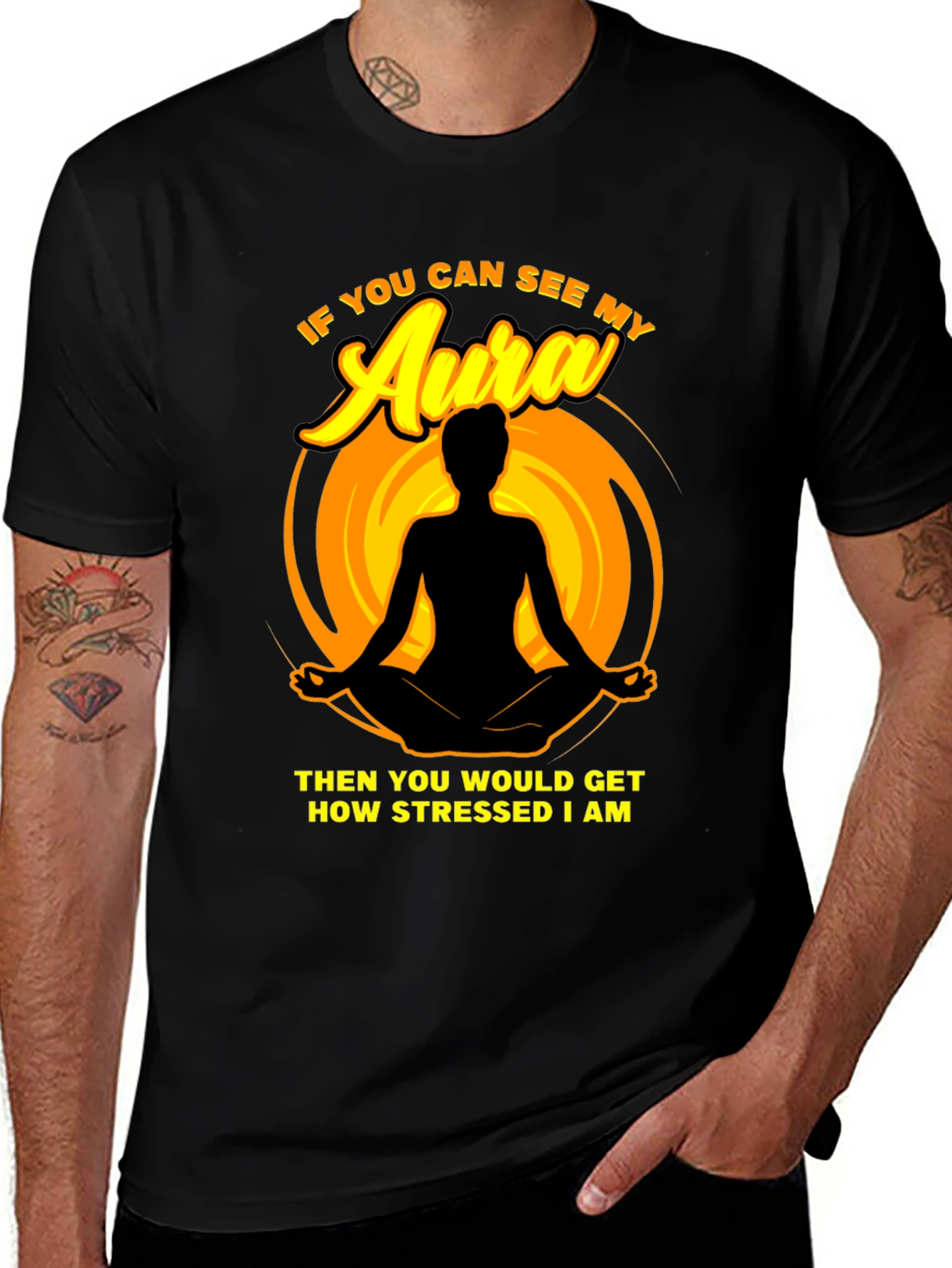 Variant 8 of Stressed Aura T-Shirt - Funny Yoga Meditation Tee
