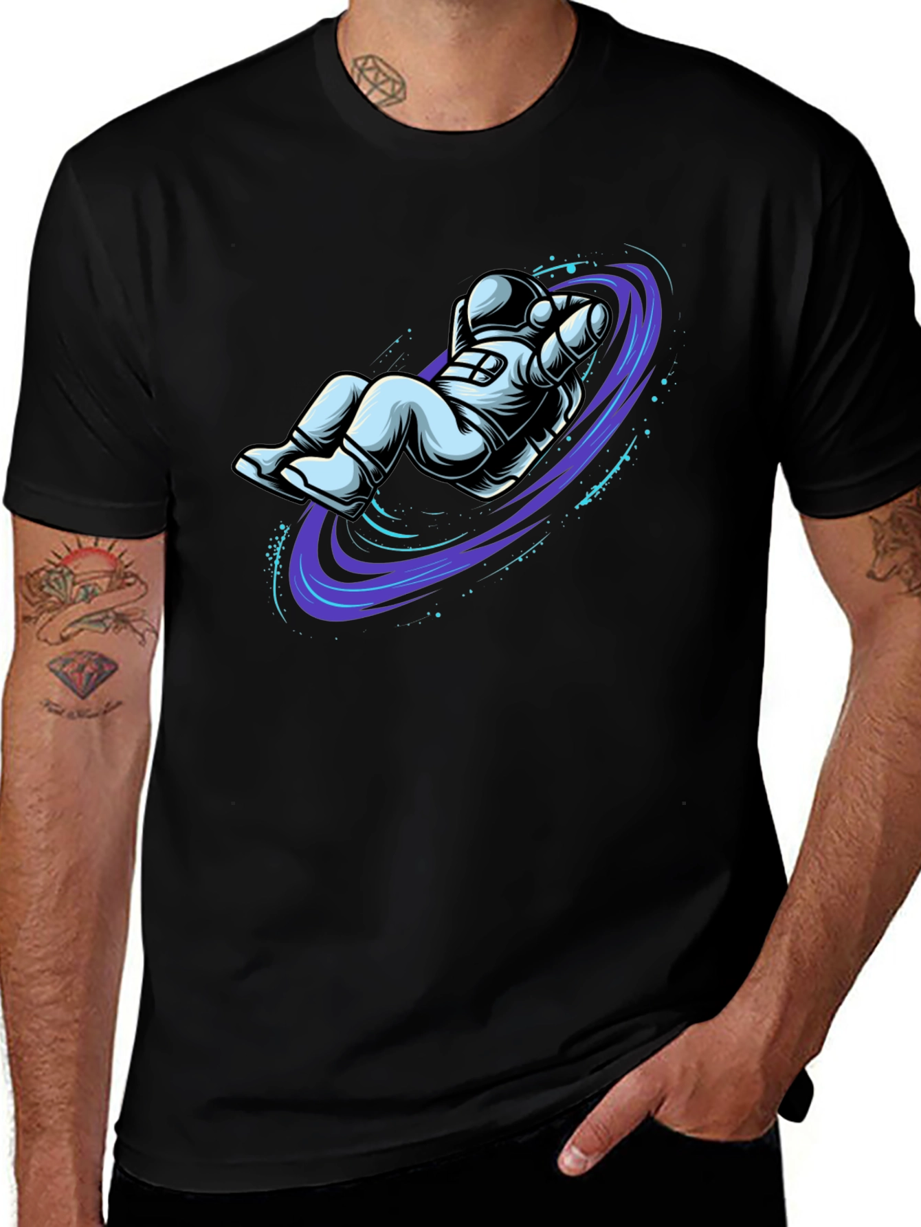 Variant 17 of Astronaut Vortex Black T-Shirt - Space Graphic Tee