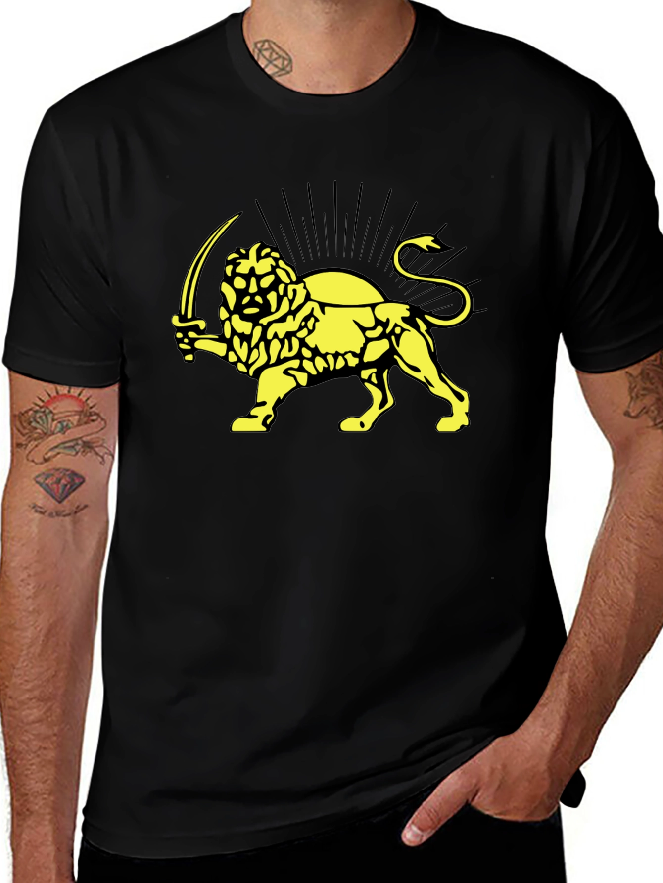 Variant 14 of Lion and Sword Graphic Tee - Black