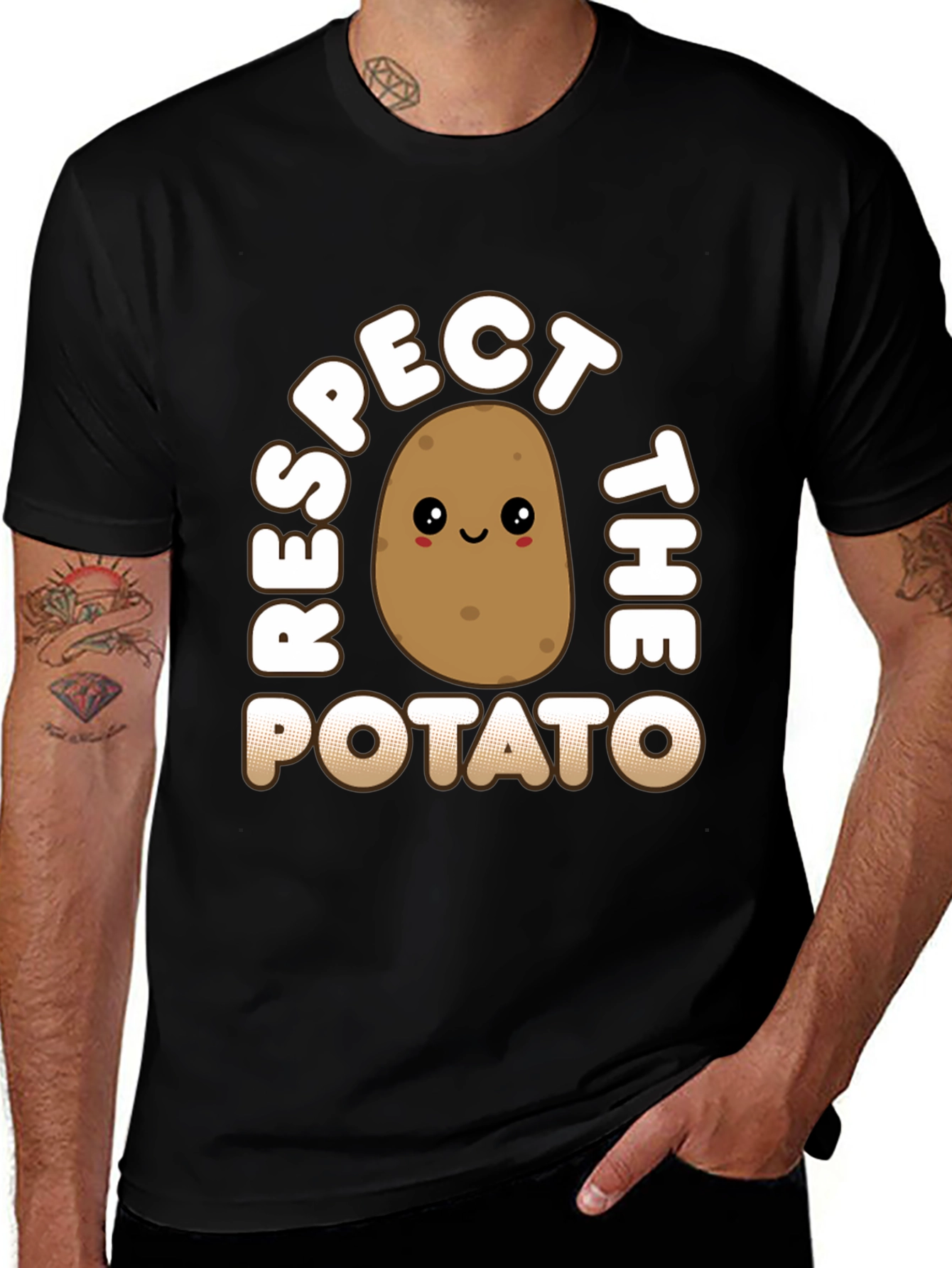 Variant 15 of Respect the Potato Graphic T-Shirt - Funny Food Tee