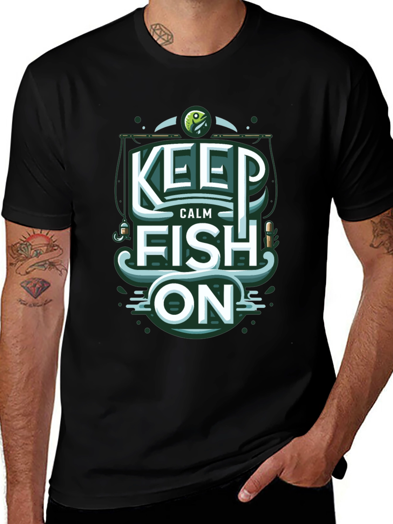 Variant 9 of Keep Calm Fish On Graphic Tee