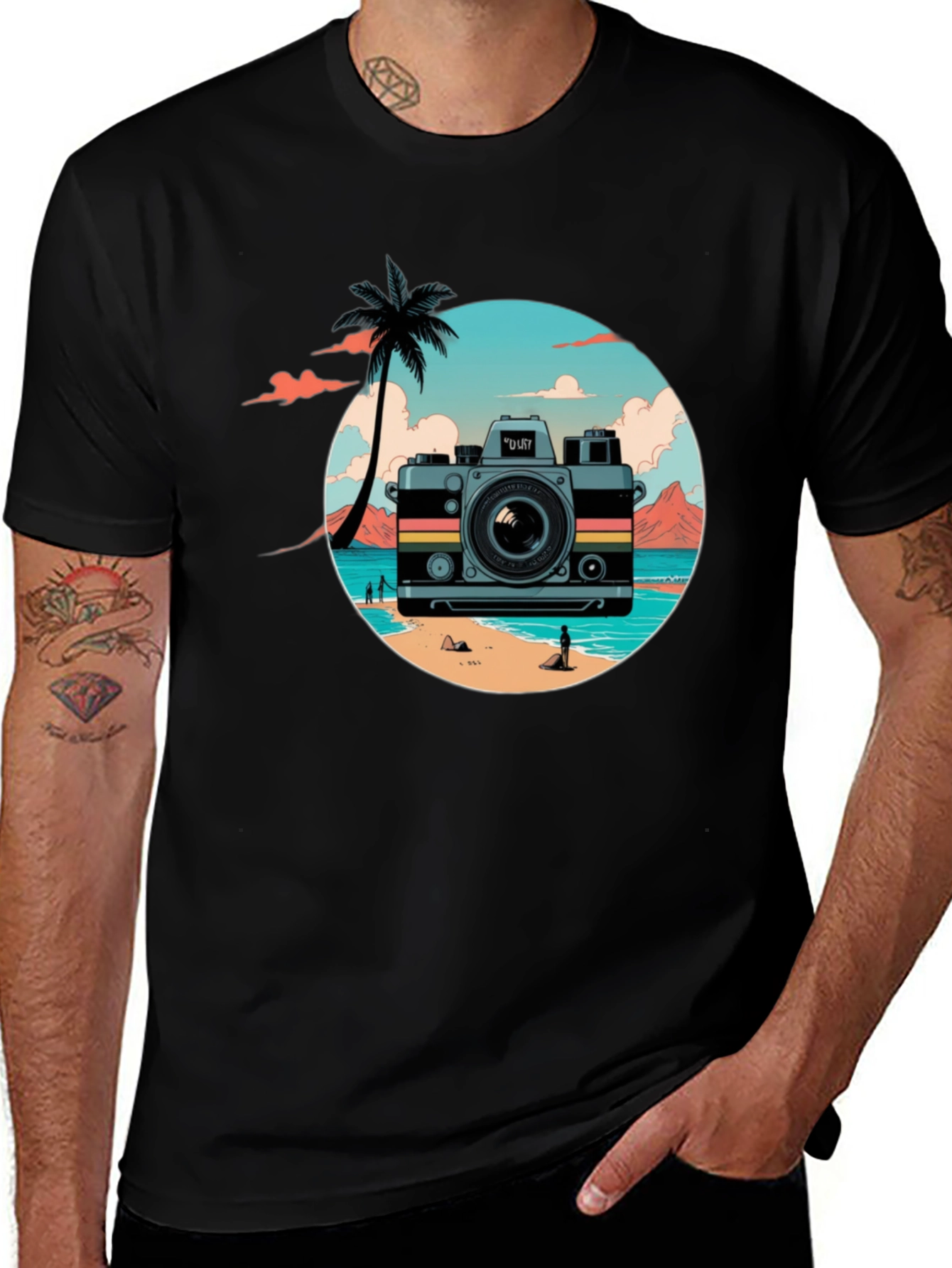Variant 7 of Retro Camera Beach T-Shirt - Summer Vibes