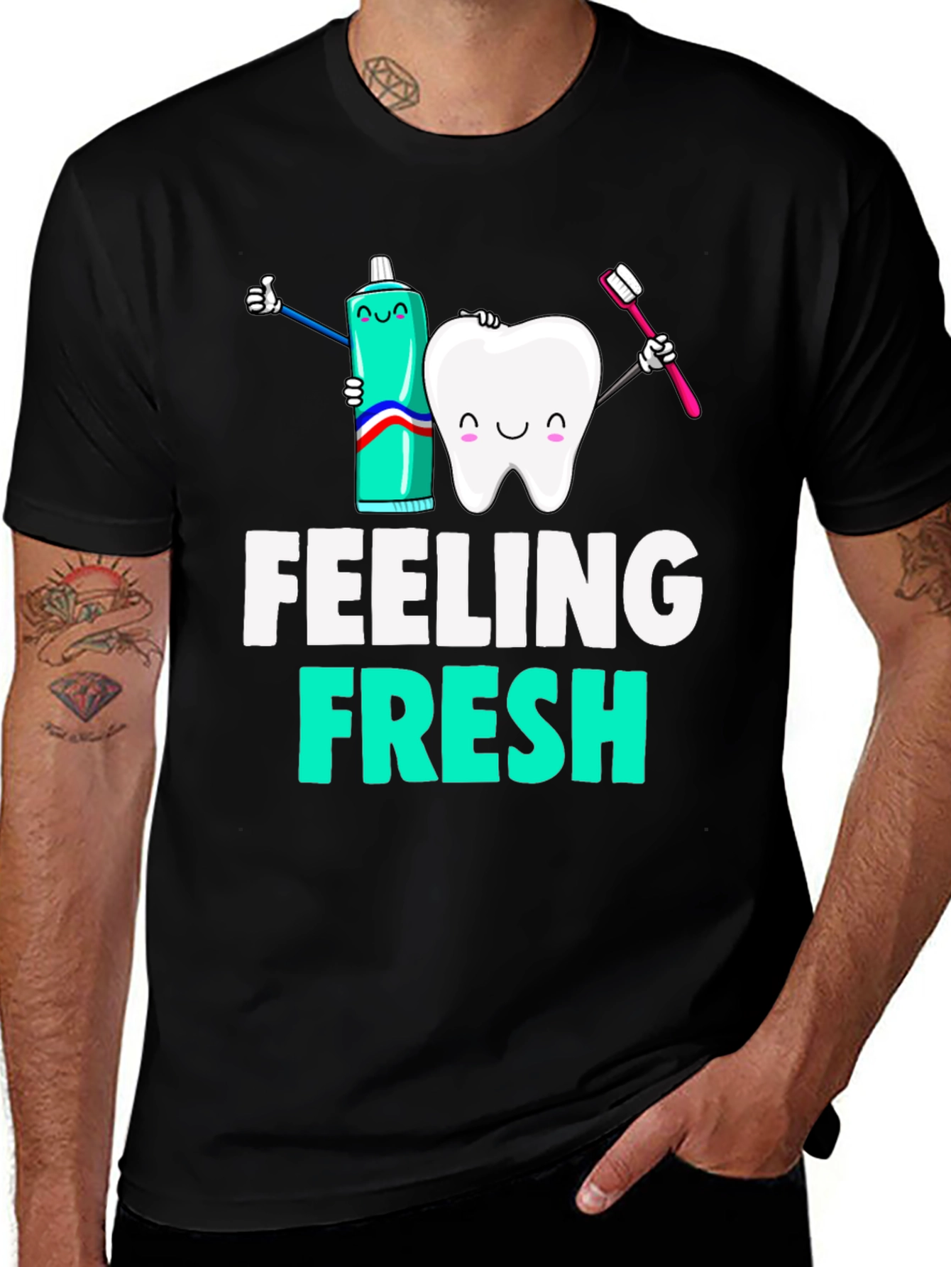Variant 30 of Feeling Fresh Black Graphic T-Shirt - Dental Hygiene