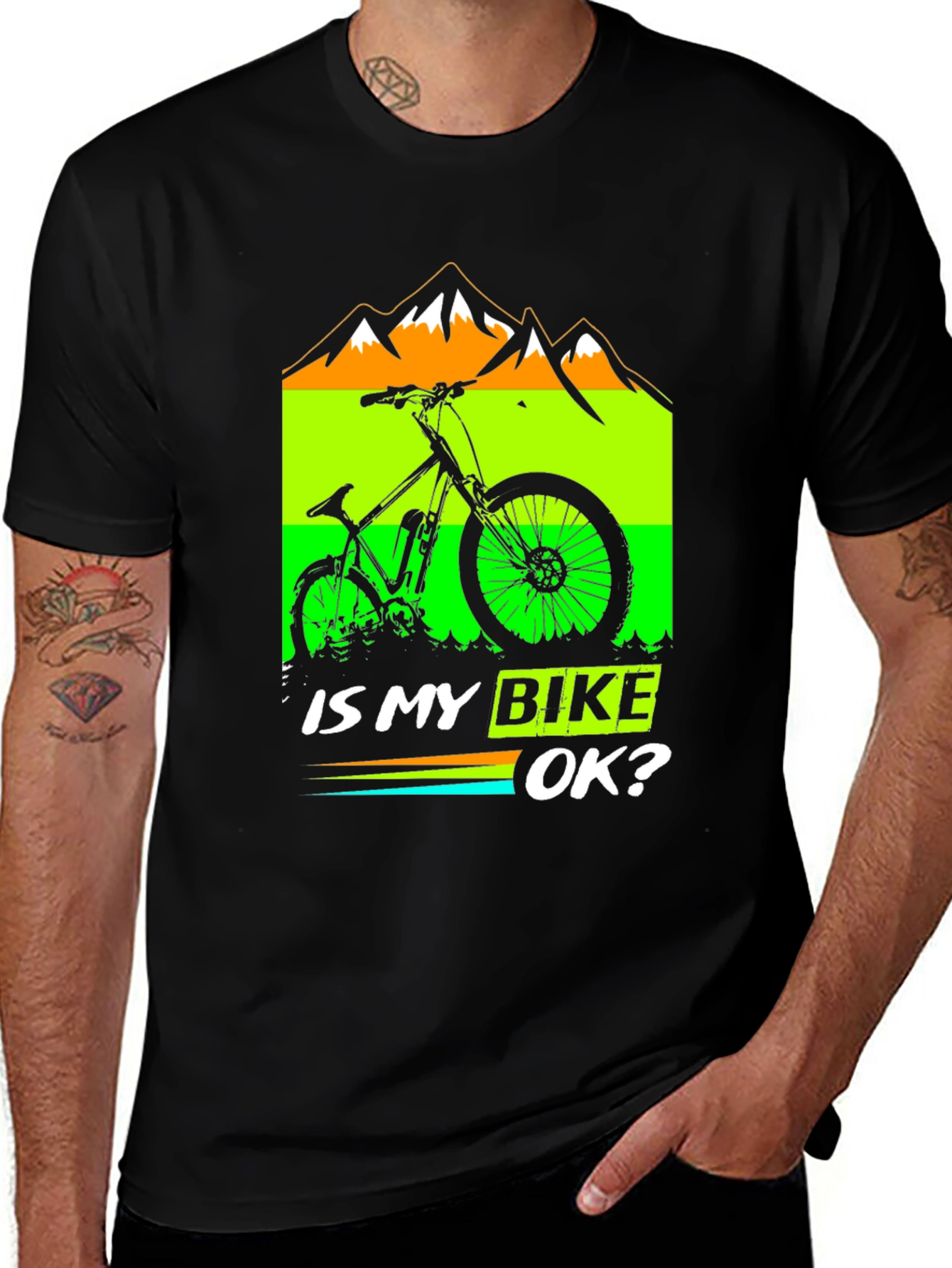 Variant 17 of Is My Bike OK? Graphic Tee - Mountain Biking Shirt